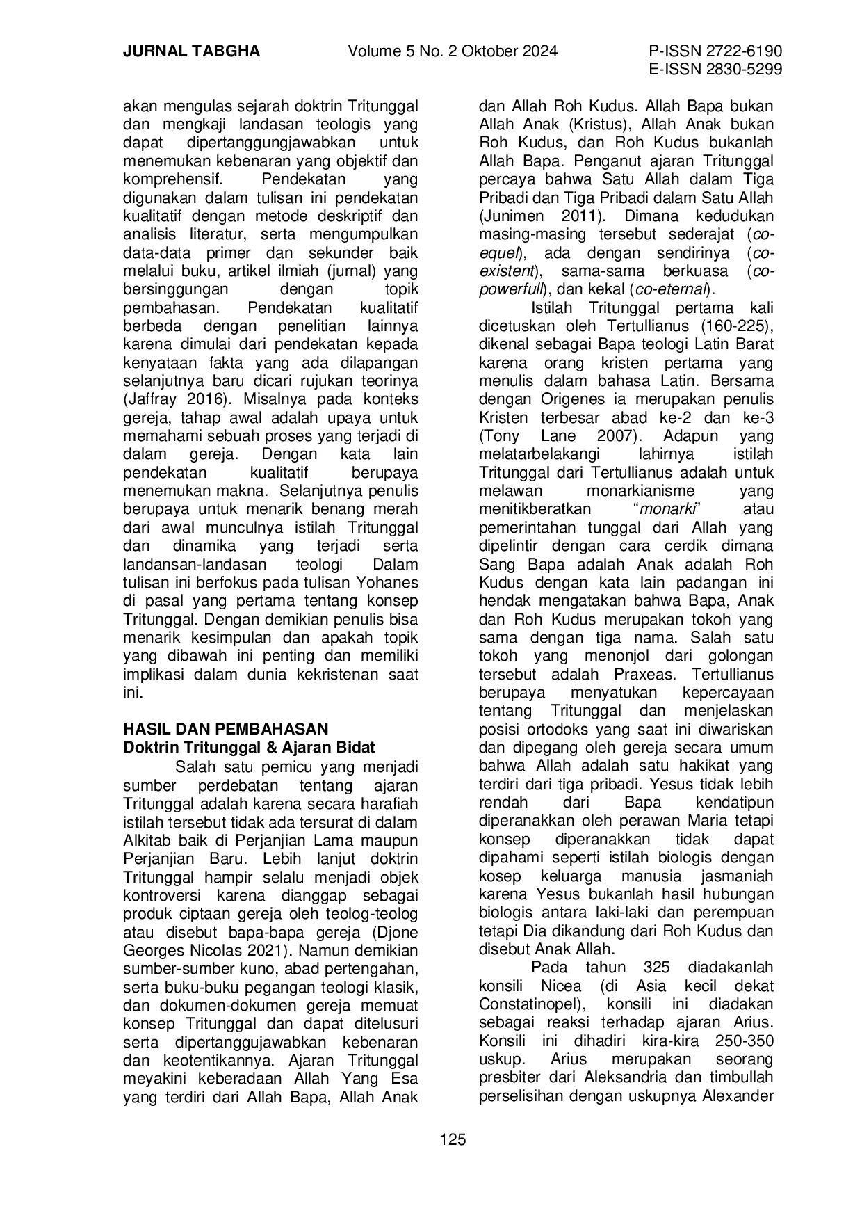 JURIS Tritunggal Kontroversi Teologis Dan Implikasinya Bagi Iman Kristen