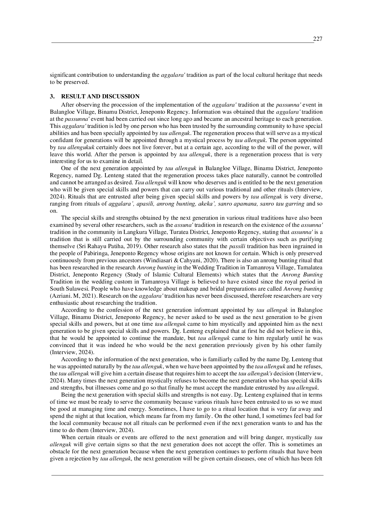 JURIS The Existence of The Aggalara Tradition In Passunna Ceremony In Jeneponto South Sulawesi