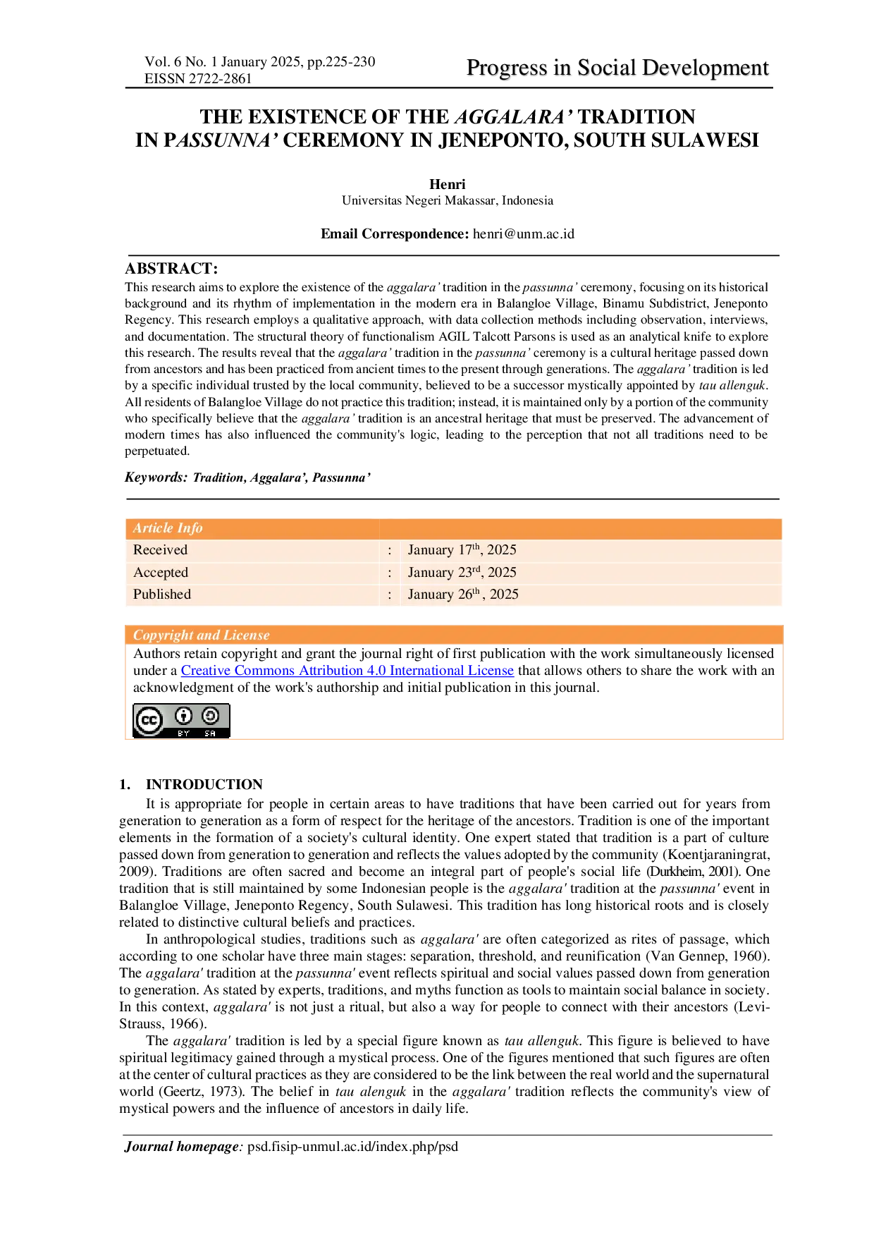 JURIS The Existence of The Aggalara Tradition In Passunna Ceremony In Jeneponto South Sulawesi