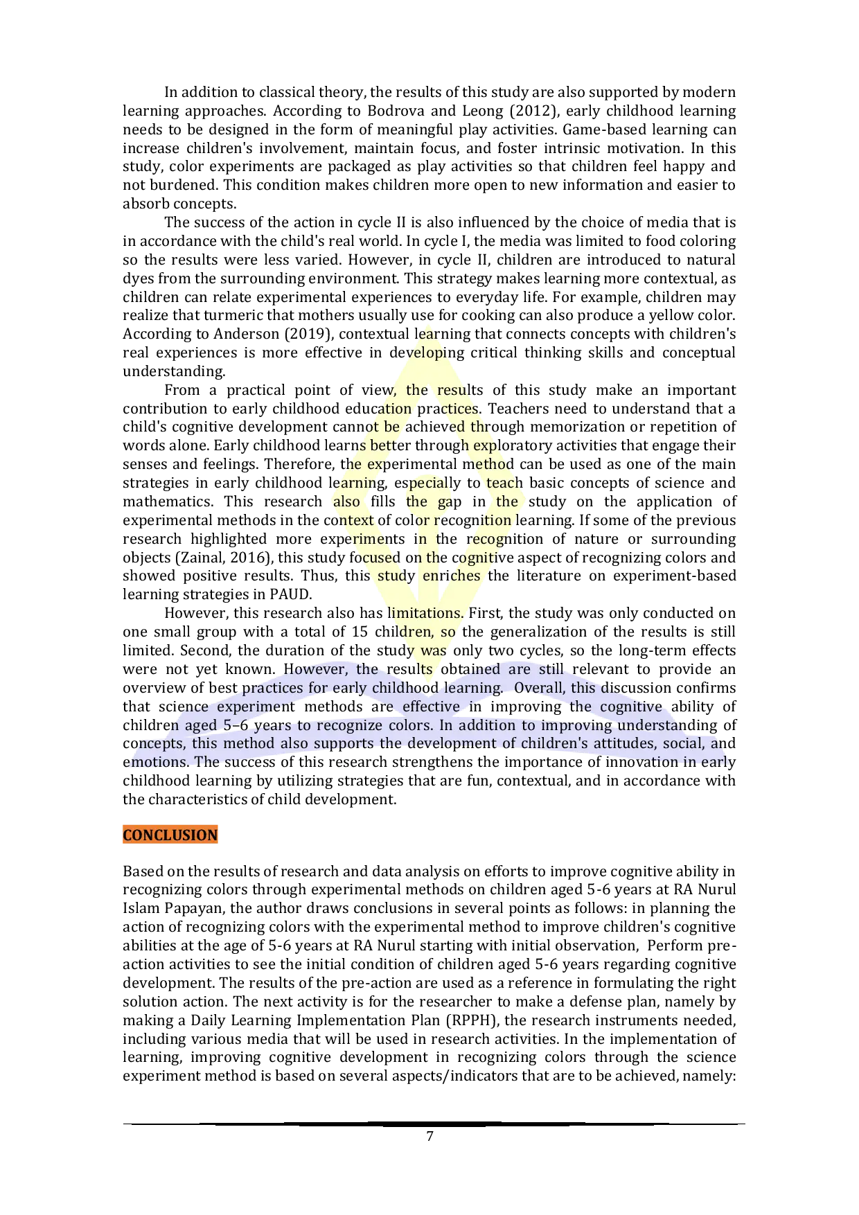 JURIS Improving Cognitive Abilities In Recognizing Colors Through Science Experiments In 5 6 Year Old Children At Ra Nurul Islam