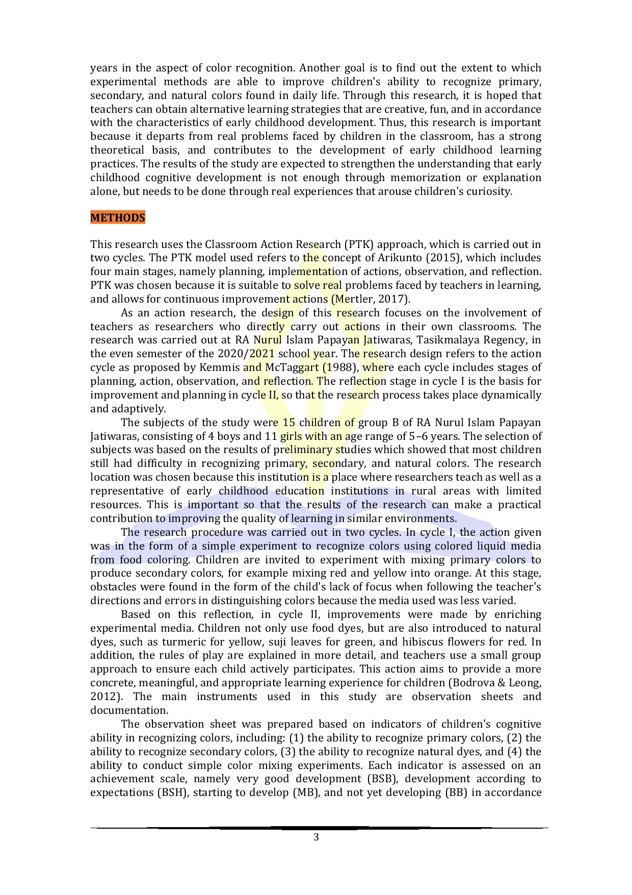 JURIS Improving Cognitive Abilities In Recognizing Colors Through Science Experiments In 5 6 Year Old Children At Ra Nurul Islam