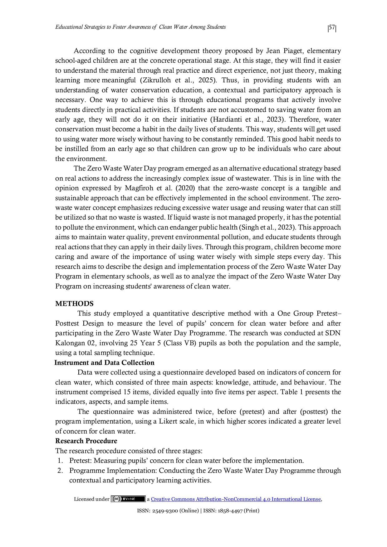 JURIS Zero Waste Water Day Educational Strategies to Foster Awareness of Clean Water Among Students