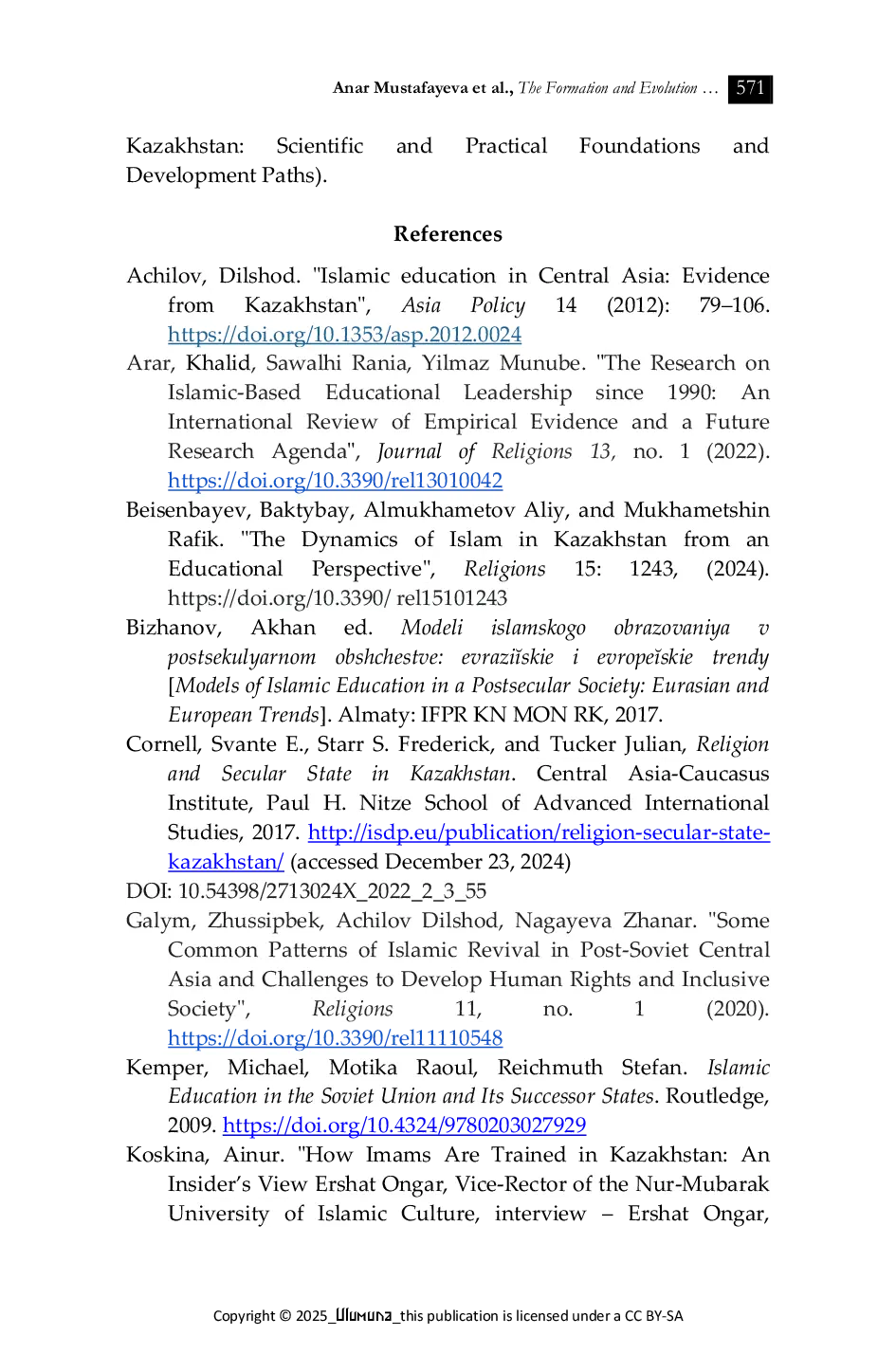 JURIS The Formation and Evolution of Islamic Studies Educational Program in Kazakhstan through the Integration of Local Culture and Secular Principles