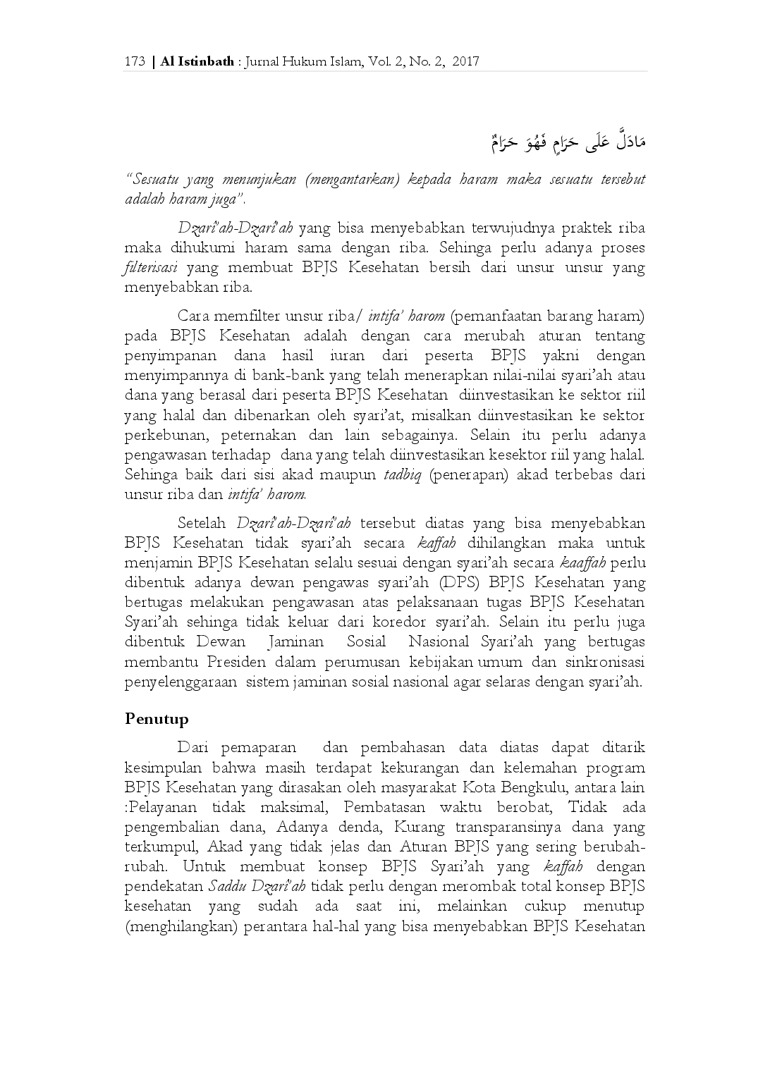 juris BPJS Kesehatan Syari ah Mengagas Prinsip Prinsip BPJS Kesehatan Perspektif Saddu Dzar ah