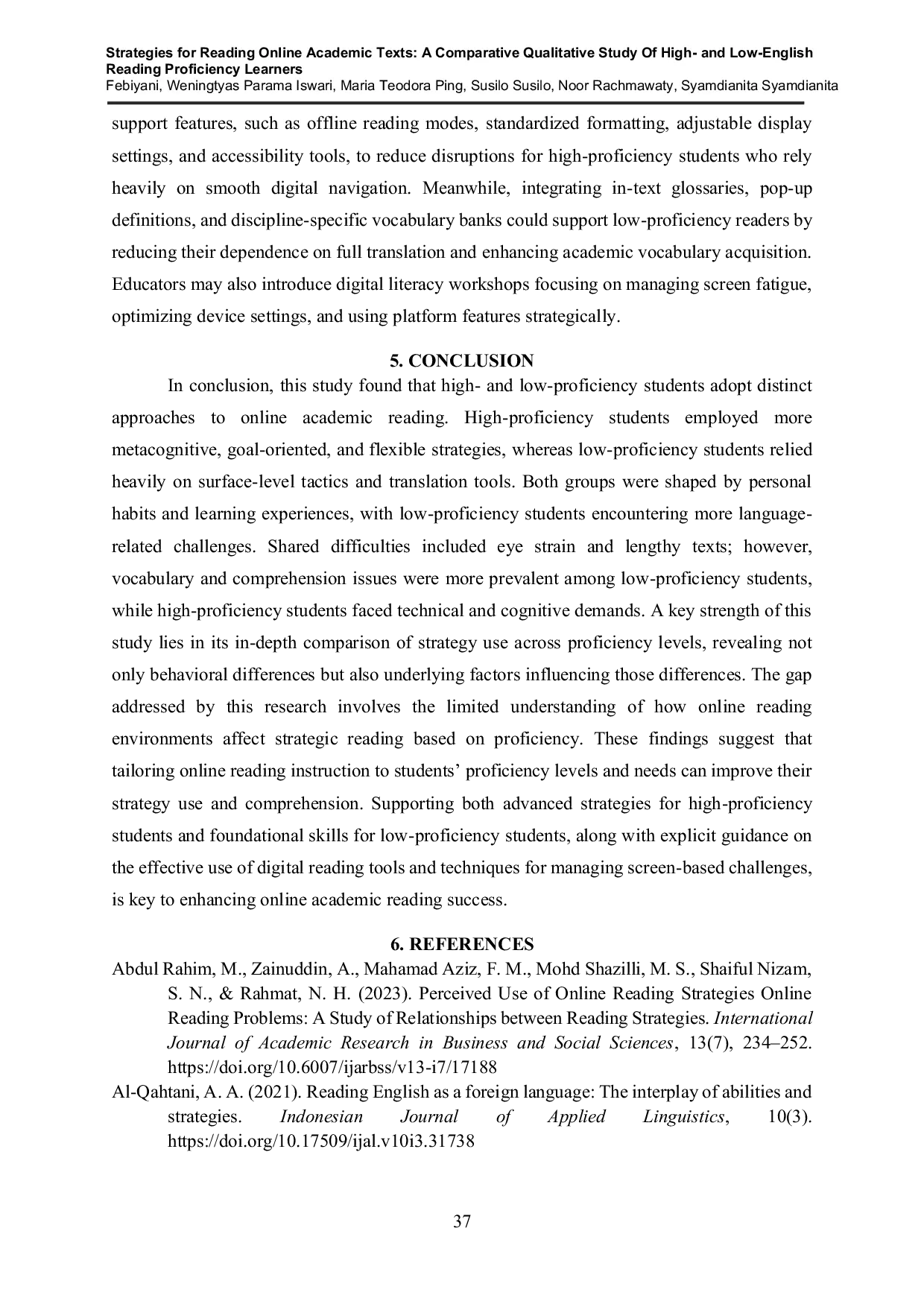 JURIS Strategies for Reading Online Academic Texts A Comparative Qualitative Study of High and Low English Reading Proficiency Learners