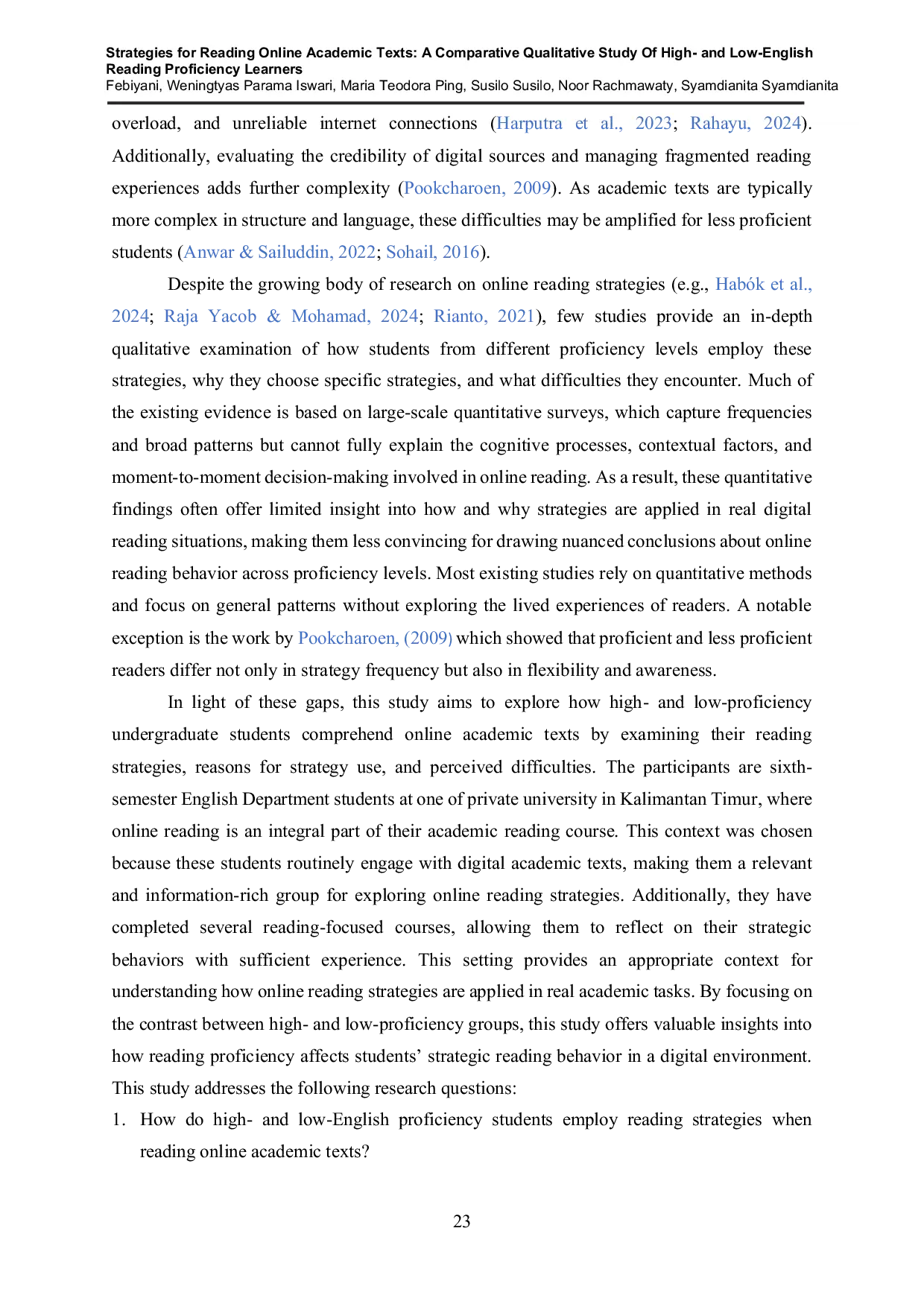 JURIS Strategies for Reading Online Academic Texts A Comparative Qualitative Study of High and Low English Reading Proficiency Learners