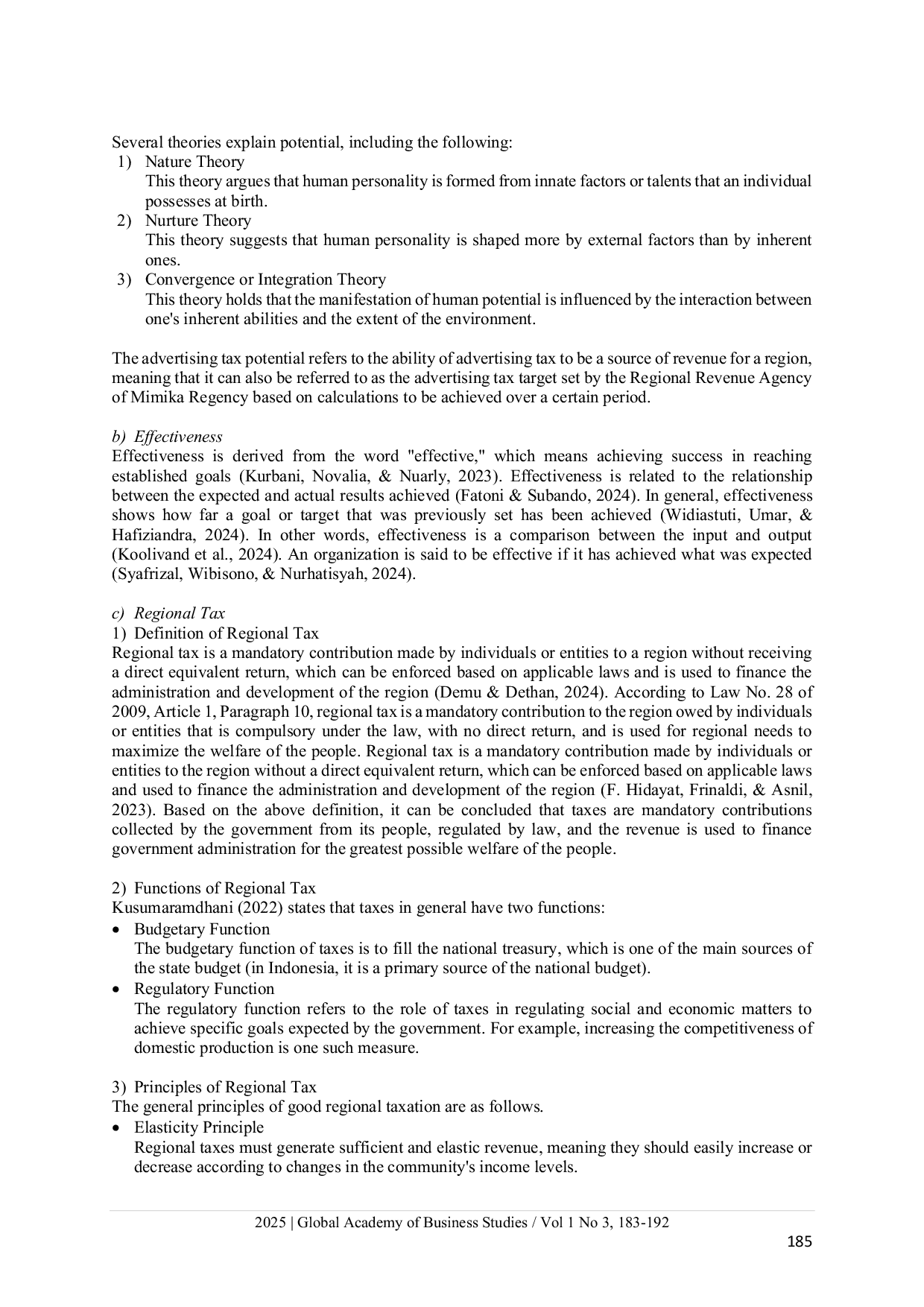 JURIS Analysis of the potential and effectiveness of billboard tax collection in Mimika Regency