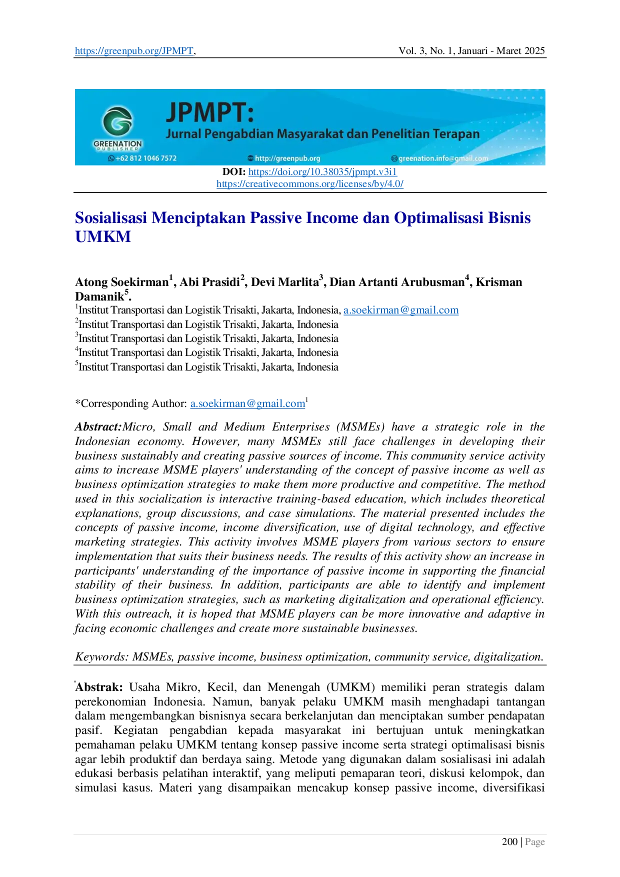 juris Sosialisasi Menciptakan Passive Income dan Optimalisasi Bisnis UMKM