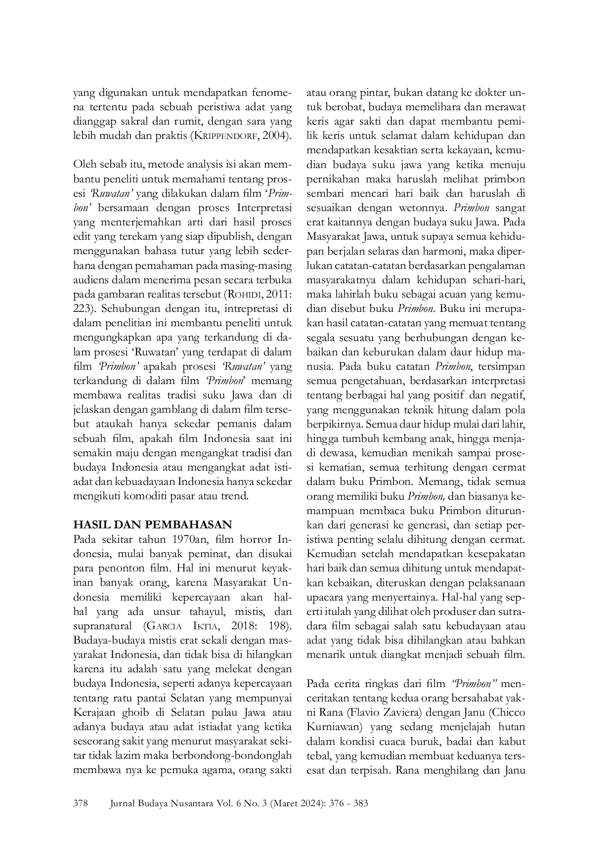 JURIS Interpretasi Tradisi Adat Jawa Ruwatan dalam Film Primbon Karya Rudi Soedjarwo