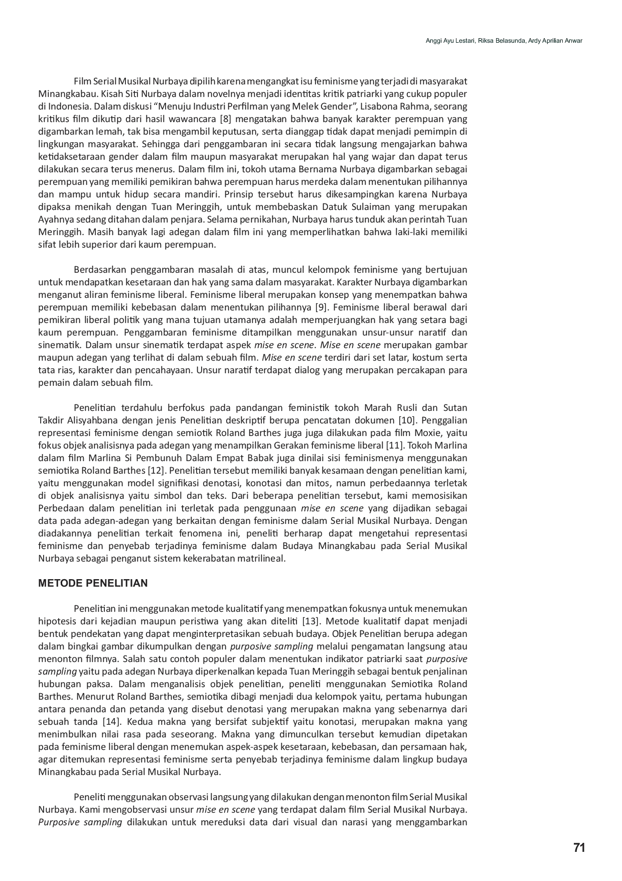 JURIS Feminisme dalam Budaya Minangkabau pada Serial Musikal Nurbaya