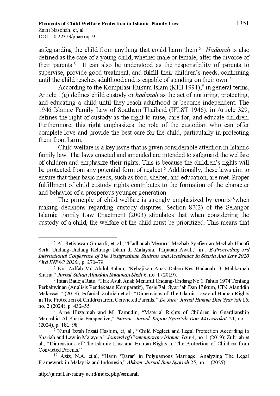 juris Elements of Child Welfare Protection in Islamic Family Law in Southeast Asian Countries
