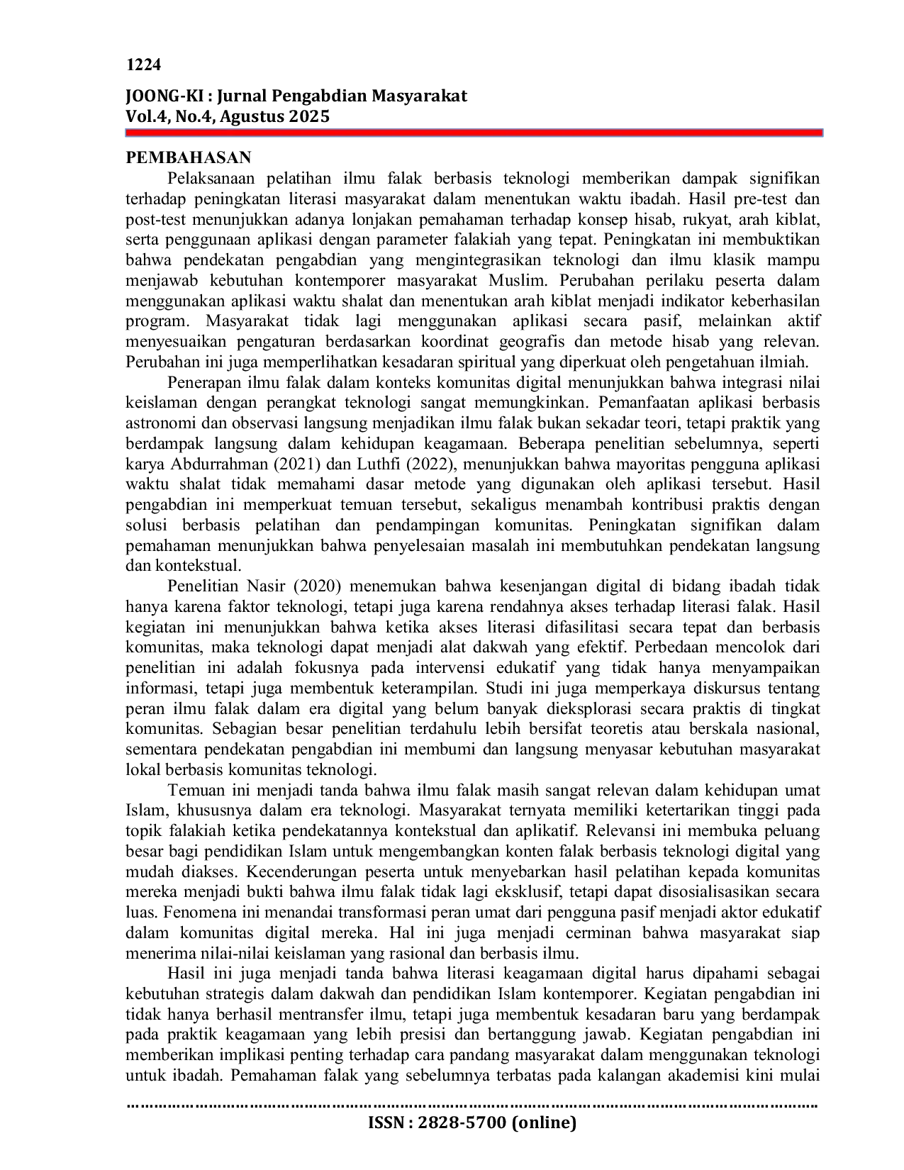 JURIS Optimalisasi Ilmu Falak dalam Menentukan Jadwal Shalat dan Puasa di Komunitas Berbasis Teknologi