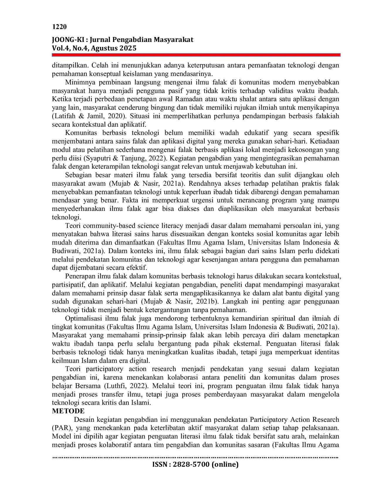 JURIS Optimalisasi Ilmu Falak dalam Menentukan Jadwal Shalat dan Puasa di Komunitas Berbasis Teknologi