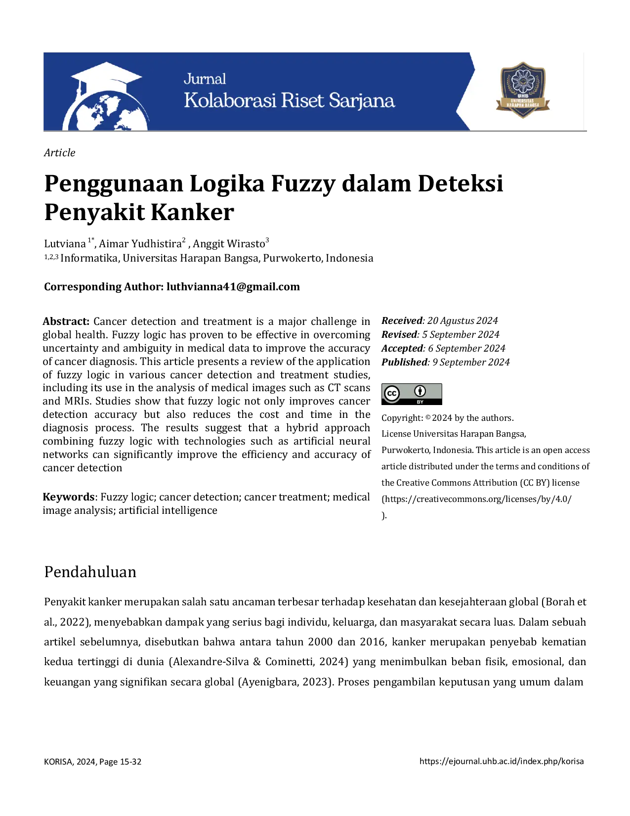 JURIS Penggunaan Logika Fuzzy dalam Deteksi Penyakit Kanker