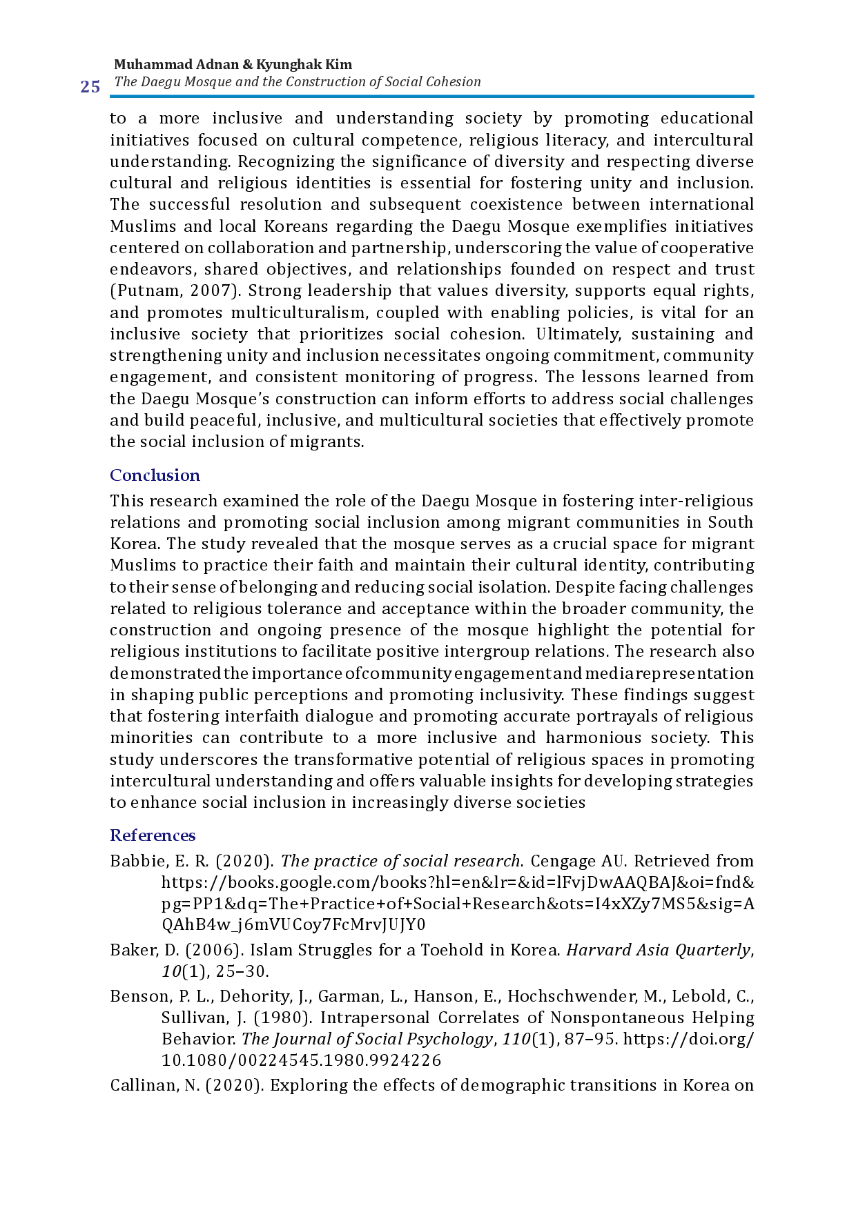 JURIS The Daegu Mosque and the Construction of Social Cohesion in Multicultural Korean Society