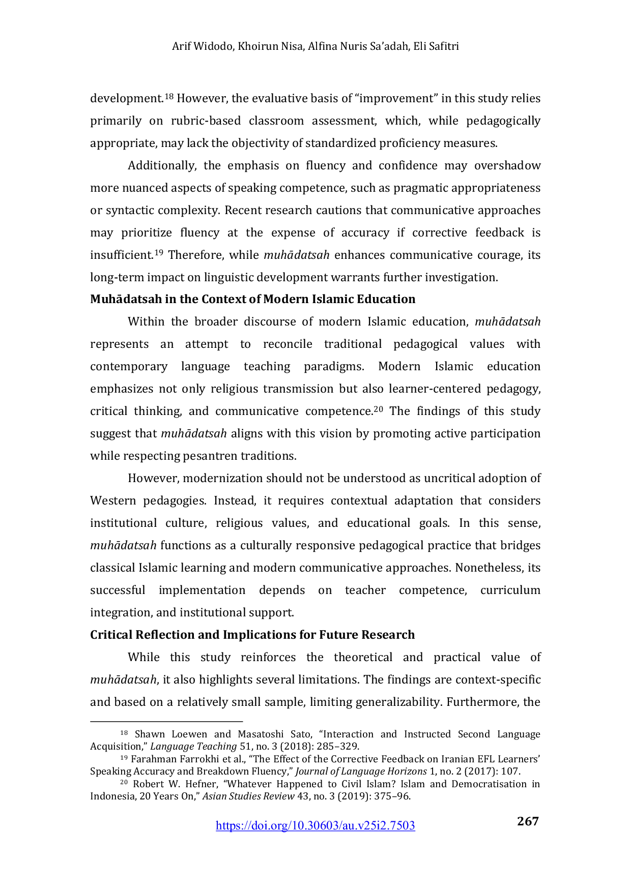 JURIS Integrating Traditional Islamic Pedagogy and Communicative Language Teaching The Use of the MuhAdatsah Method in Arabic Speaking Instruction