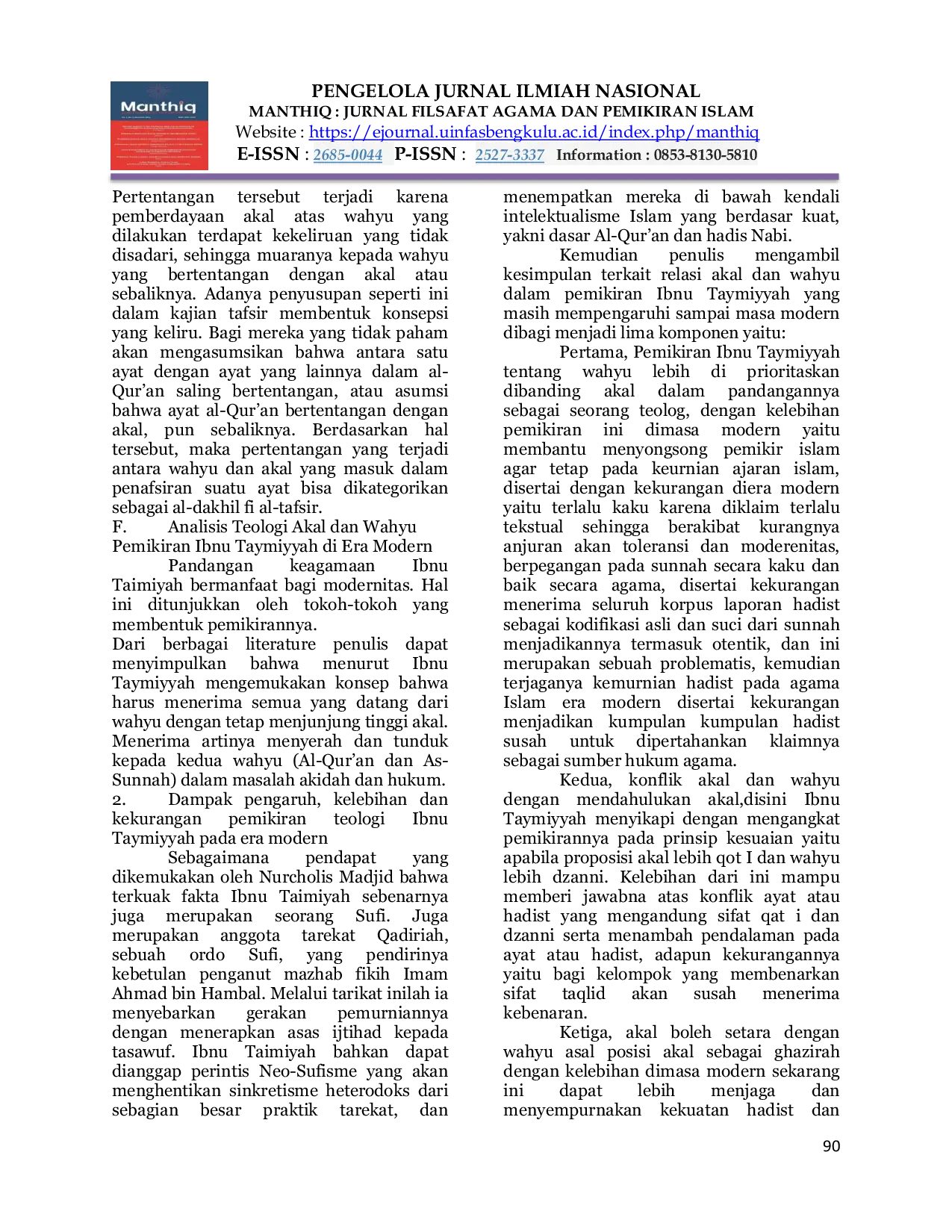 JURIS Relasi Akal Dan Wahyu Era Modern Analisis Teologis Pemikiran Ibnu Taymiyyah