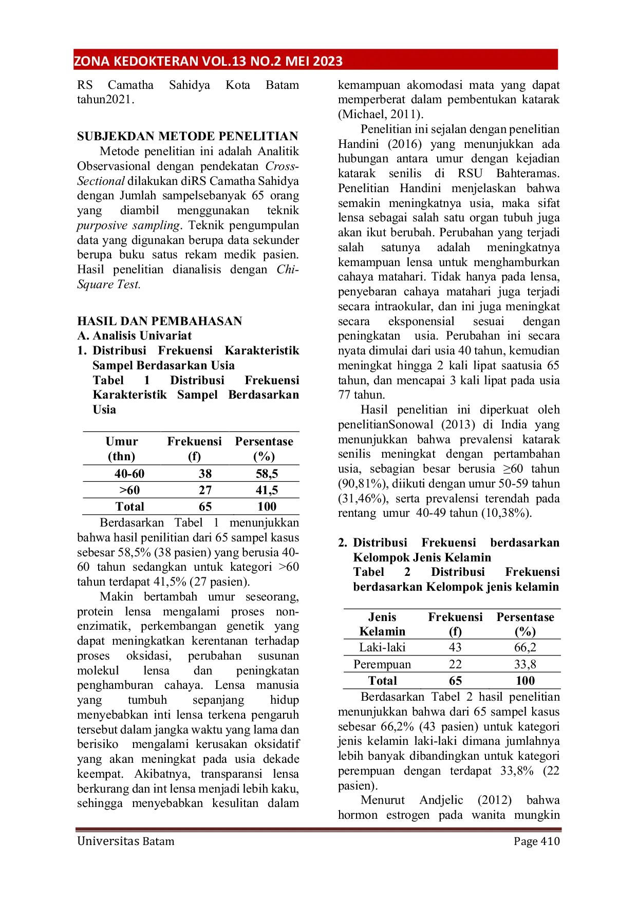 JURIS Hubungan Umur Dan Jenis Kelamin Dengan Angka Kejadian Katarak Senilis Di Rs Camatha Sahidya