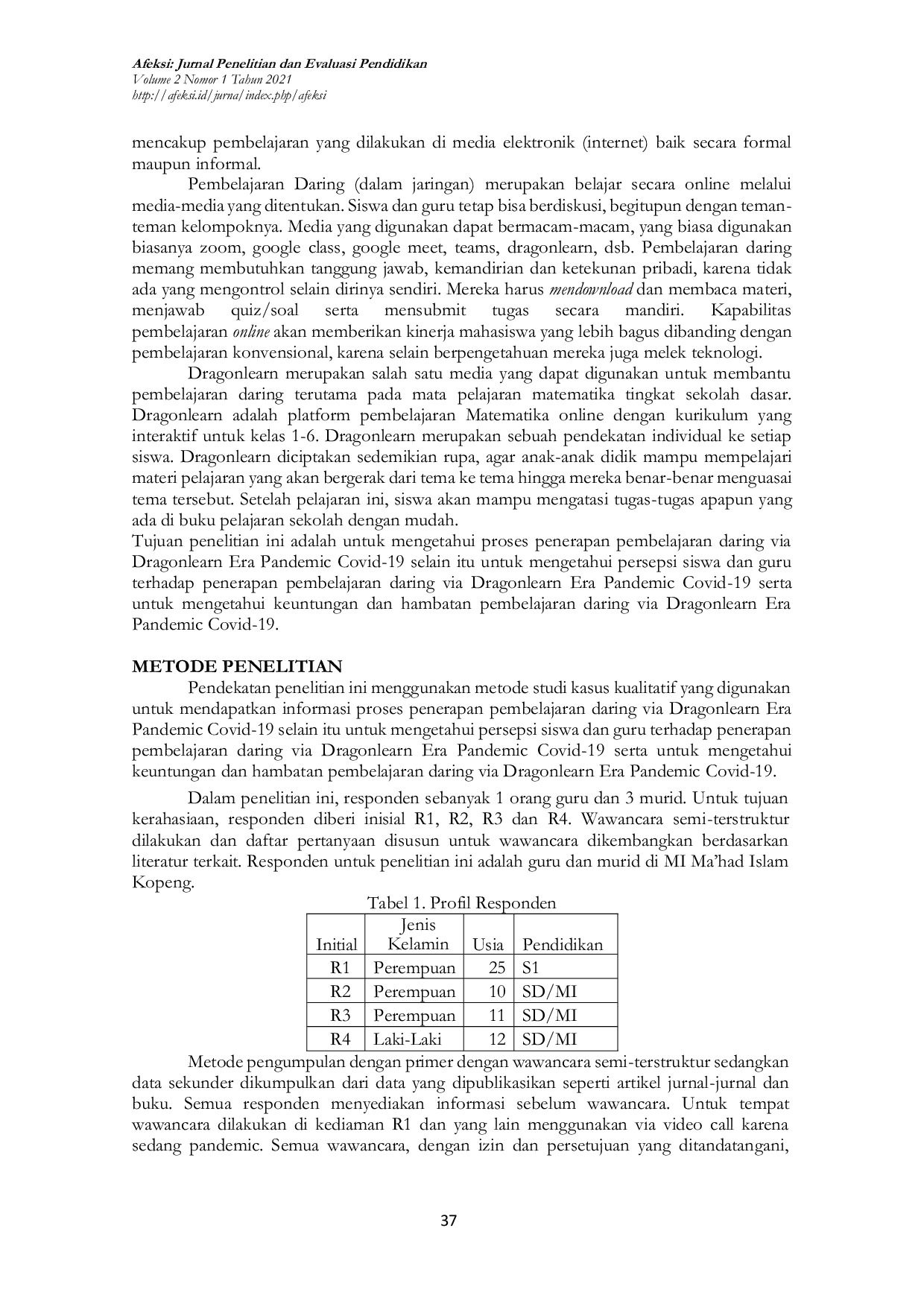 JURIS Online Based Mathematics Learning Via Dragonlearn In The Covid 19 Pandemic Era