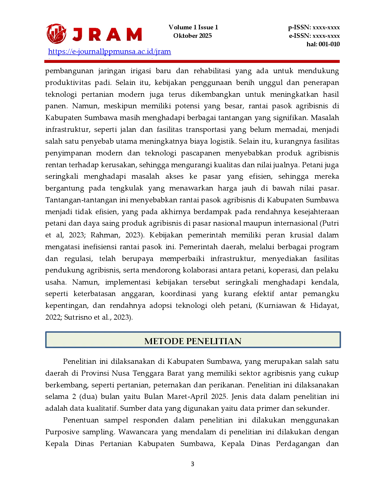 juris Kebijakan Pemerintah tentang Rantai Pasok dalam Rangka Efisiensi Agribisnis Padi dan Jagung di Kabupaten Sumbawa
