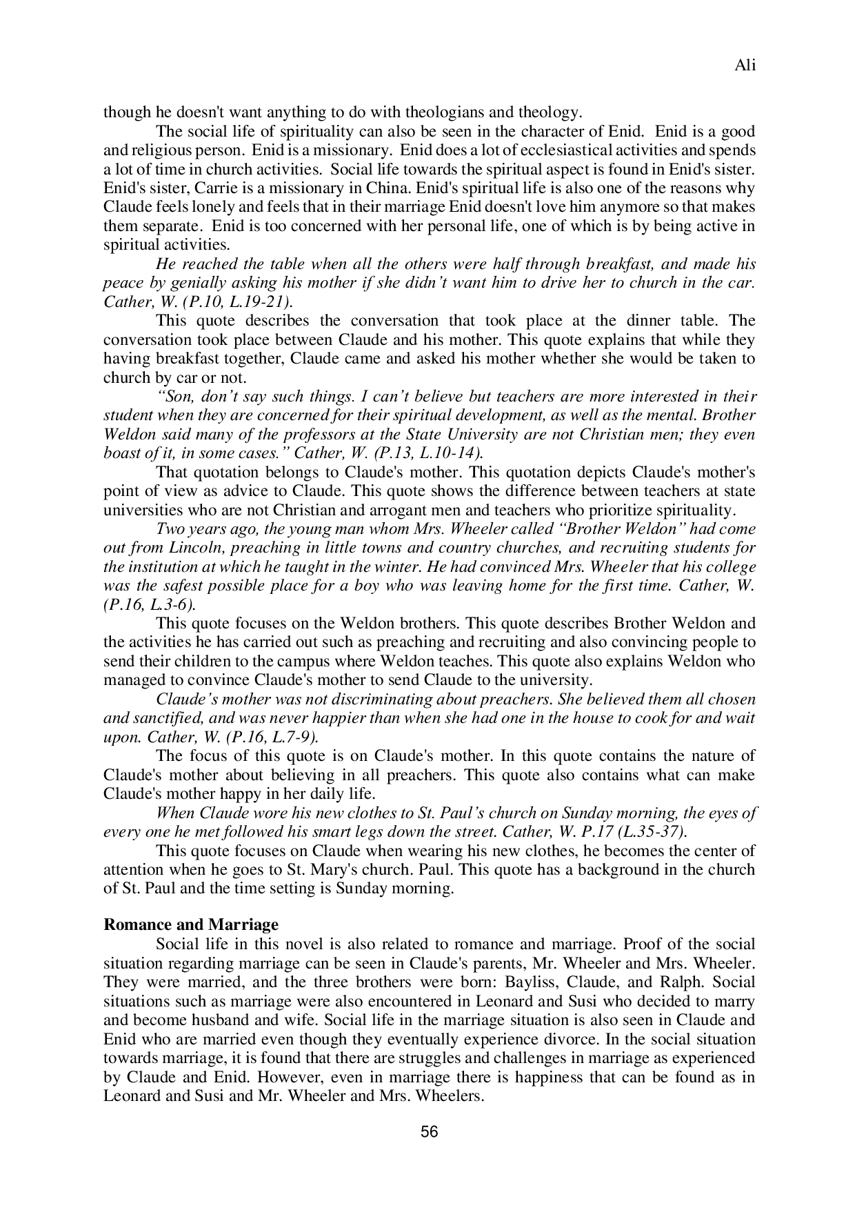 JURIS Social Life in Willa Cather s One of Ours