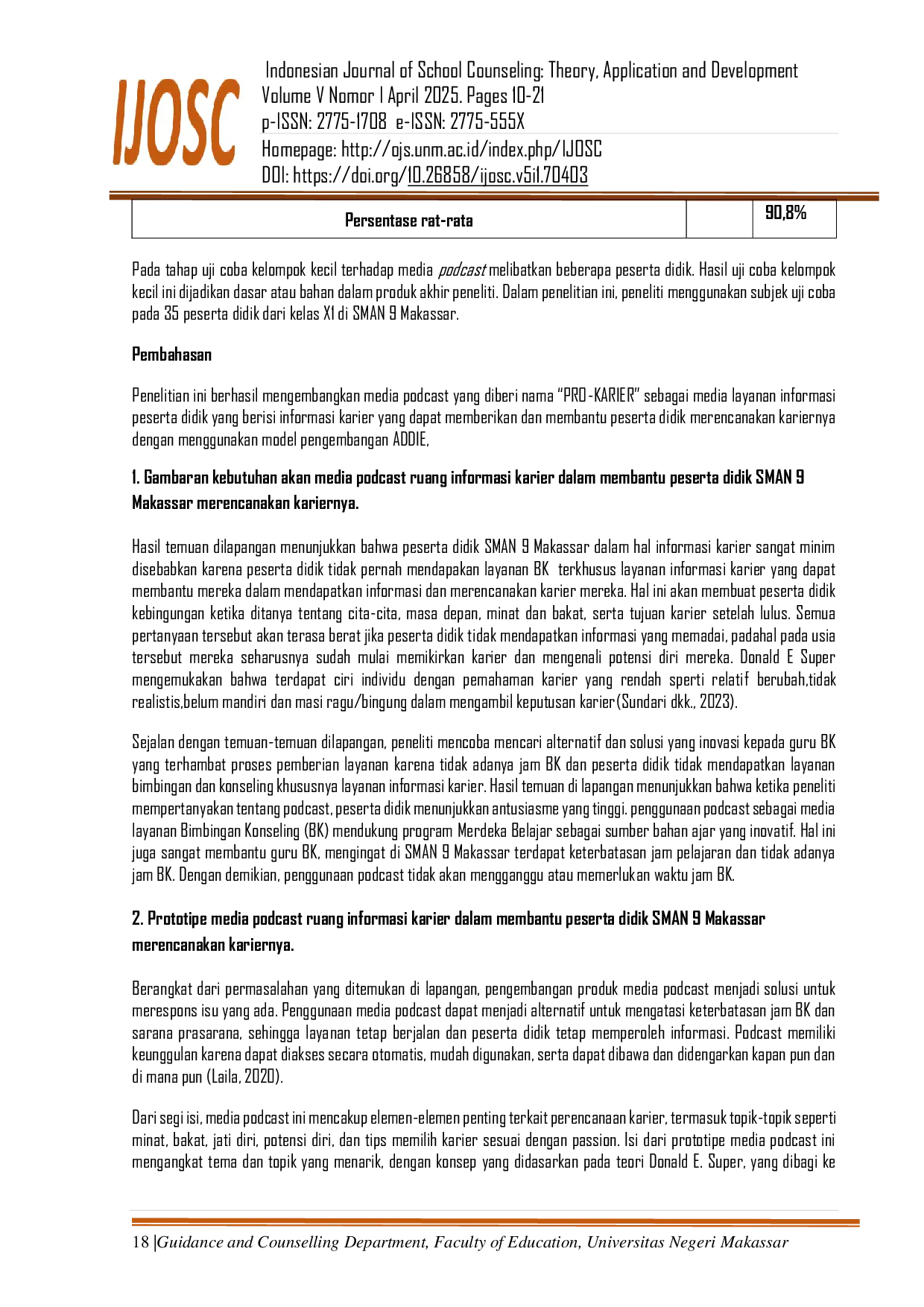 JURIS PRO KARIER Inovasi Media Podcast untuk Layanan Informasi Karier Siswa Sekolah Menengah Atas