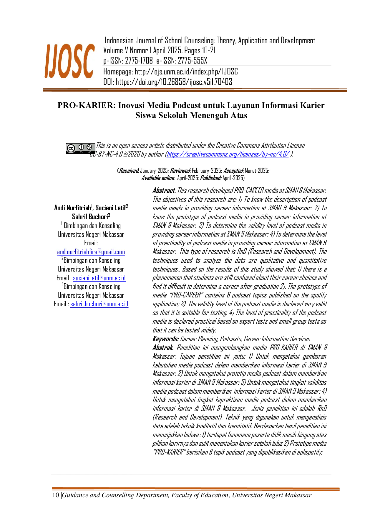 JURIS PRO KARIER Inovasi Media Podcast untuk Layanan Informasi Karier Siswa Sekolah Menengah Atas