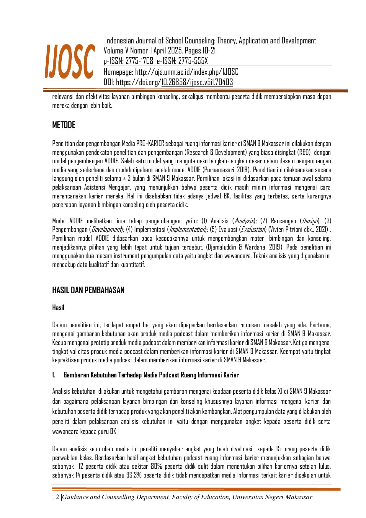 JURIS PRO KARIER Inovasi Media Podcast untuk Layanan Informasi Karier Siswa Sekolah Menengah Atas