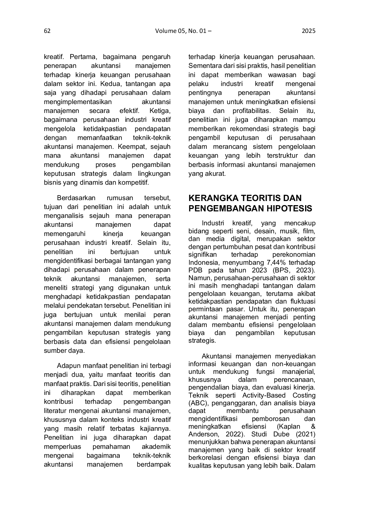 JURIS Financial performance analysis of companies using a management accounting approach in the creative industry sector Array