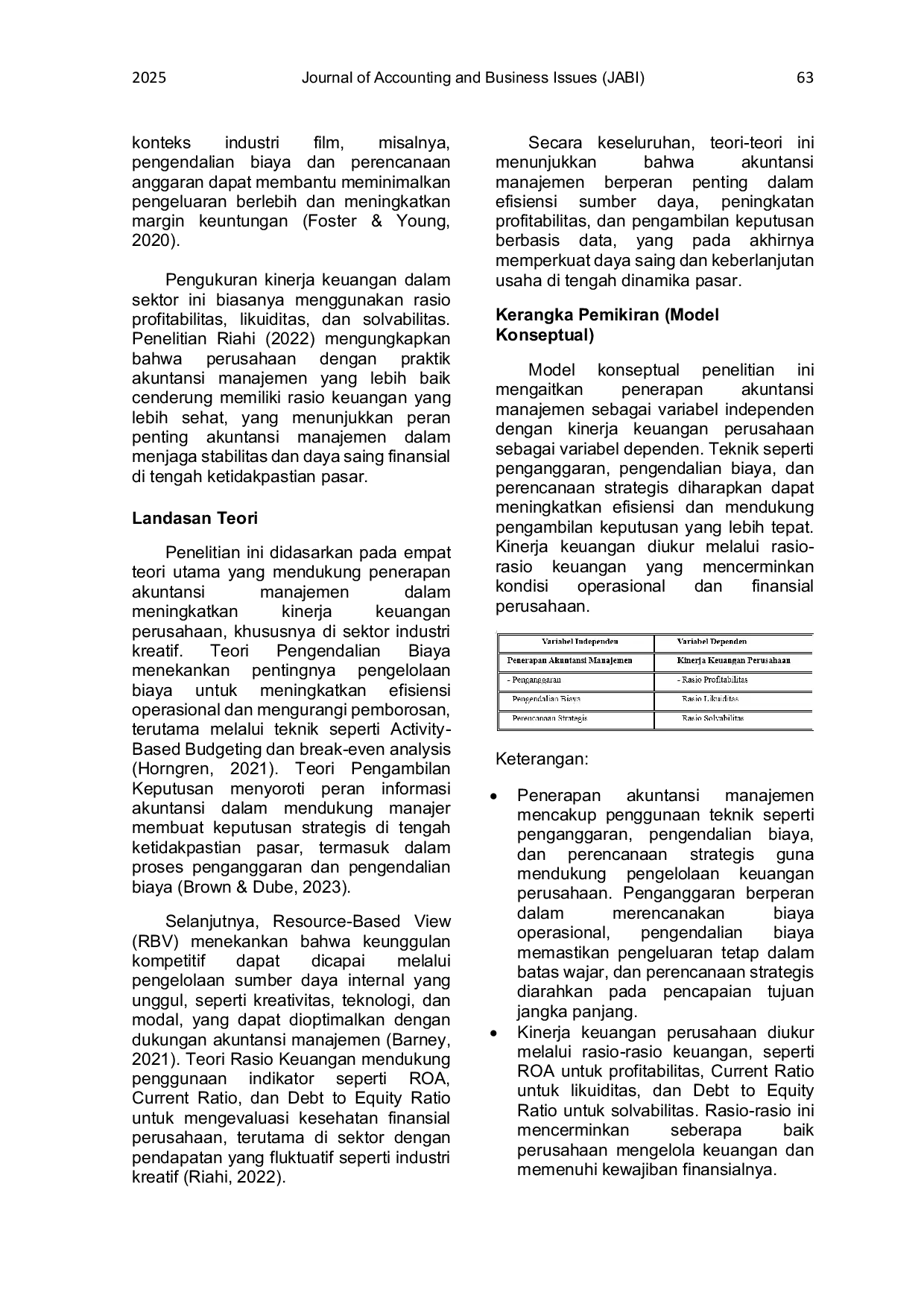 JURIS Financial performance analysis of companies using a management accounting approach in the creative industry sector Array