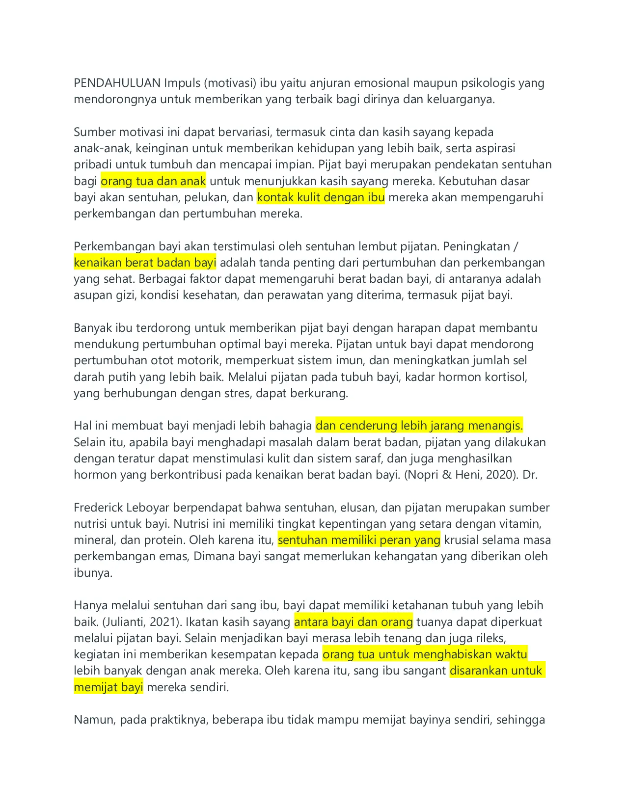 JURIS Hubungan Antara Motivasi Ibu Dalam Melakukan Pijat Bayi Dengan Kenaikan Berat Badan Bayi