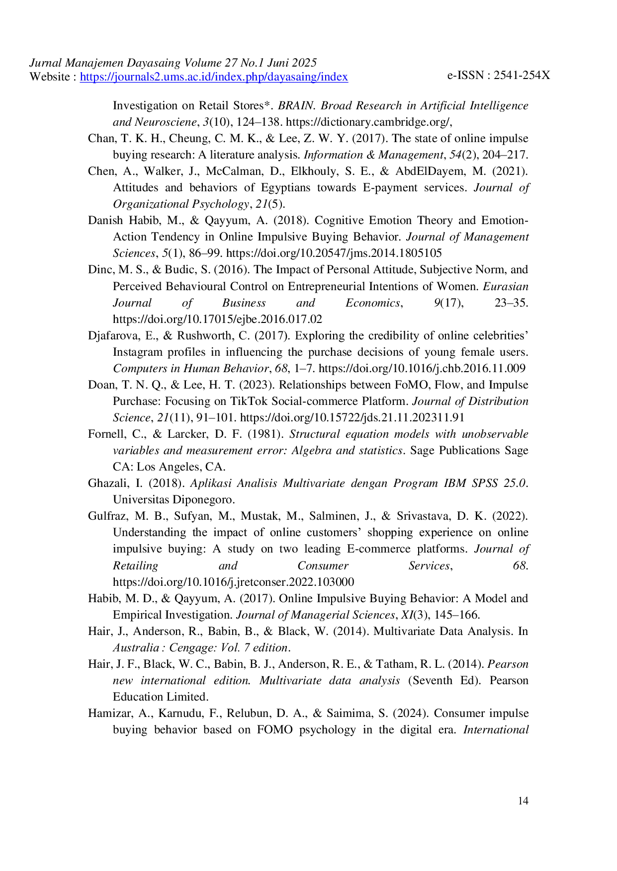 JURIS Pengalaman Brand Attitude dan FoMo pada Perilaku Pembelian Impulsif Generasi Z Saat Berbelanja Online