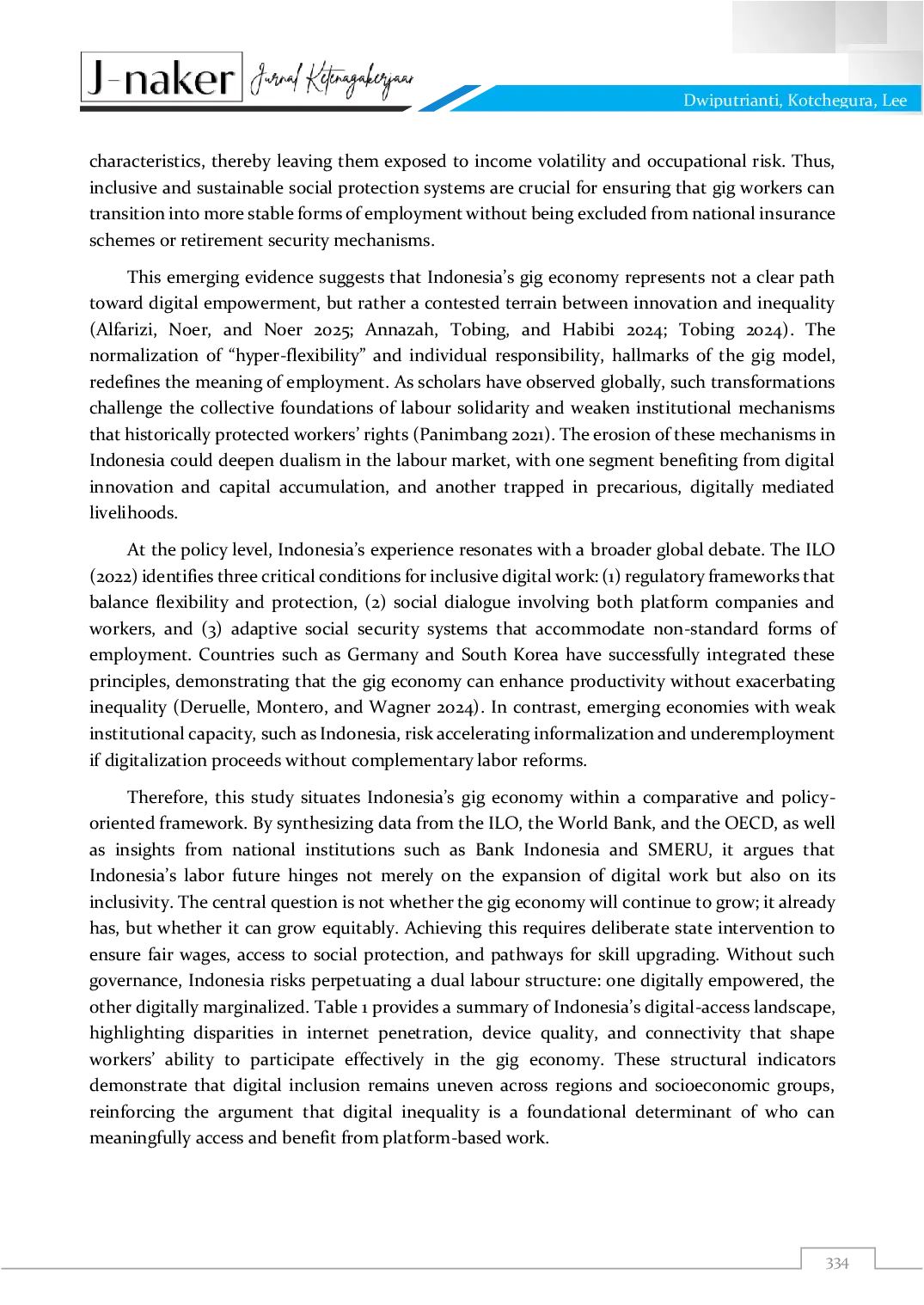 JURIS A Ekonomi Gig atau Ketimpangan Digital Pelajaran untuk Masa Depan Ketenagakerjaan Indonesia