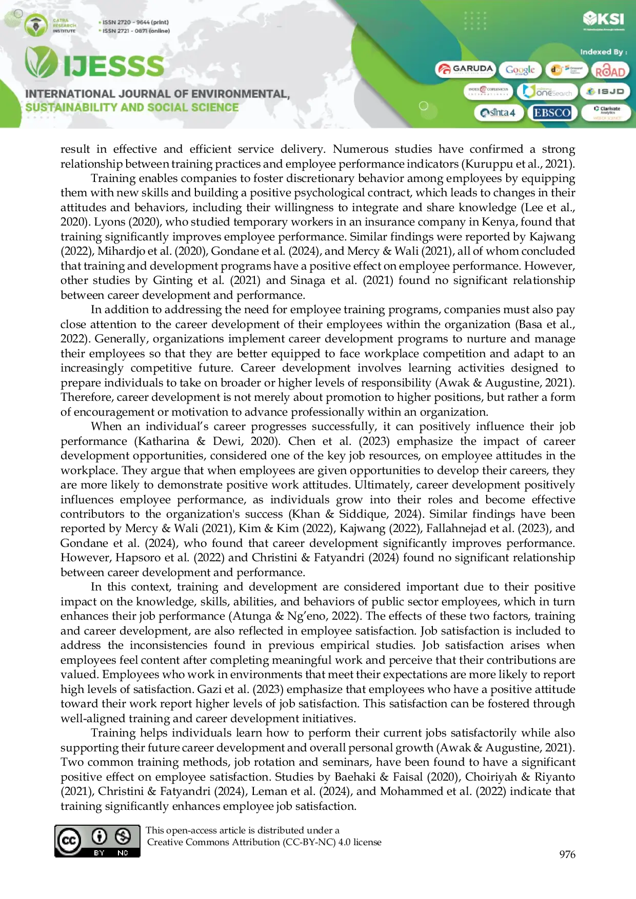JURIS The Mediating Role of Job Satisfaction in the Influence of Training and Career Development on Employee Performance A Study at PT Jasa Raharja Bali