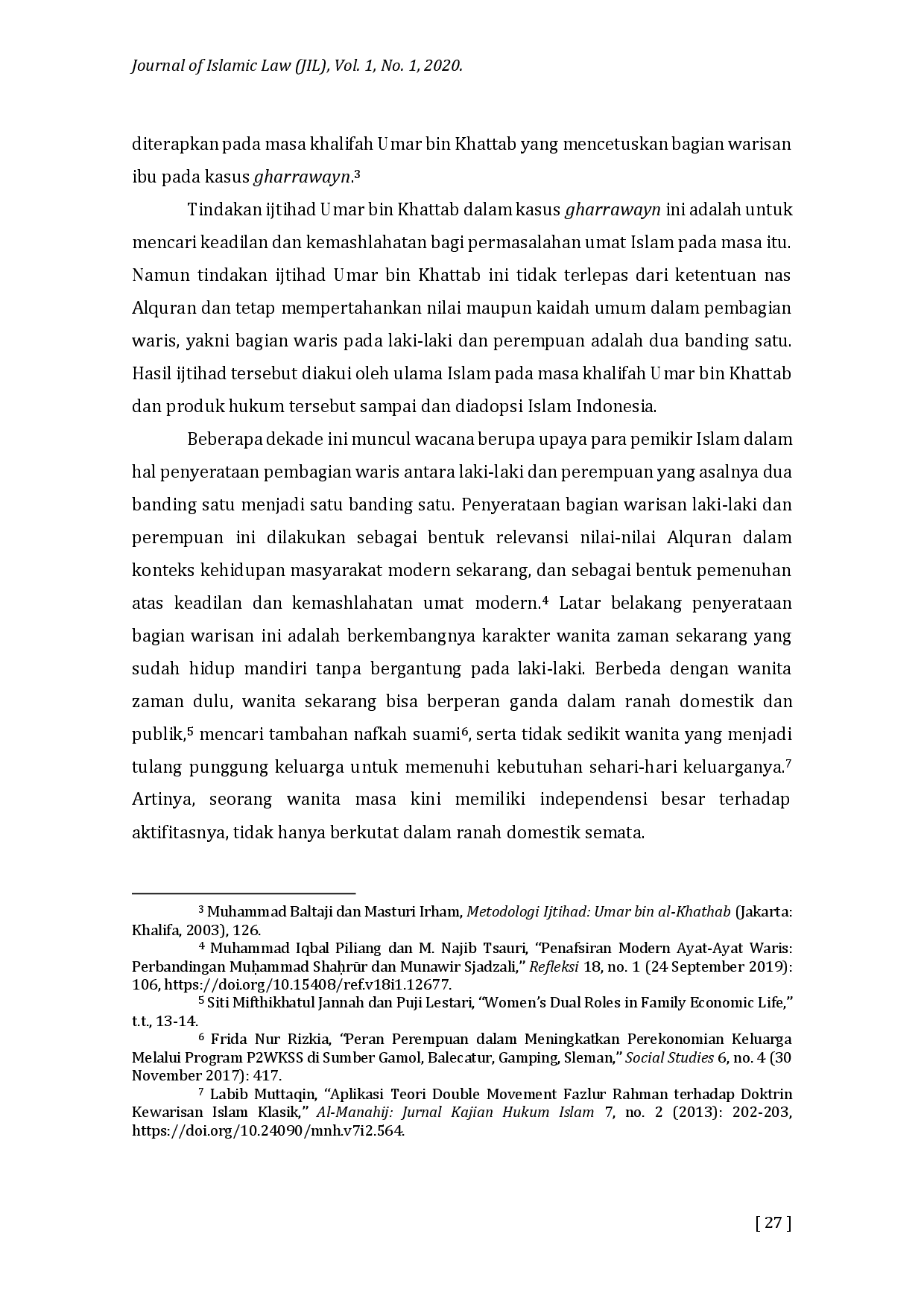 juris Contextual Interpretation and the Existence of Women and Their Implications for Equalization of the Inheritance of Men and Women