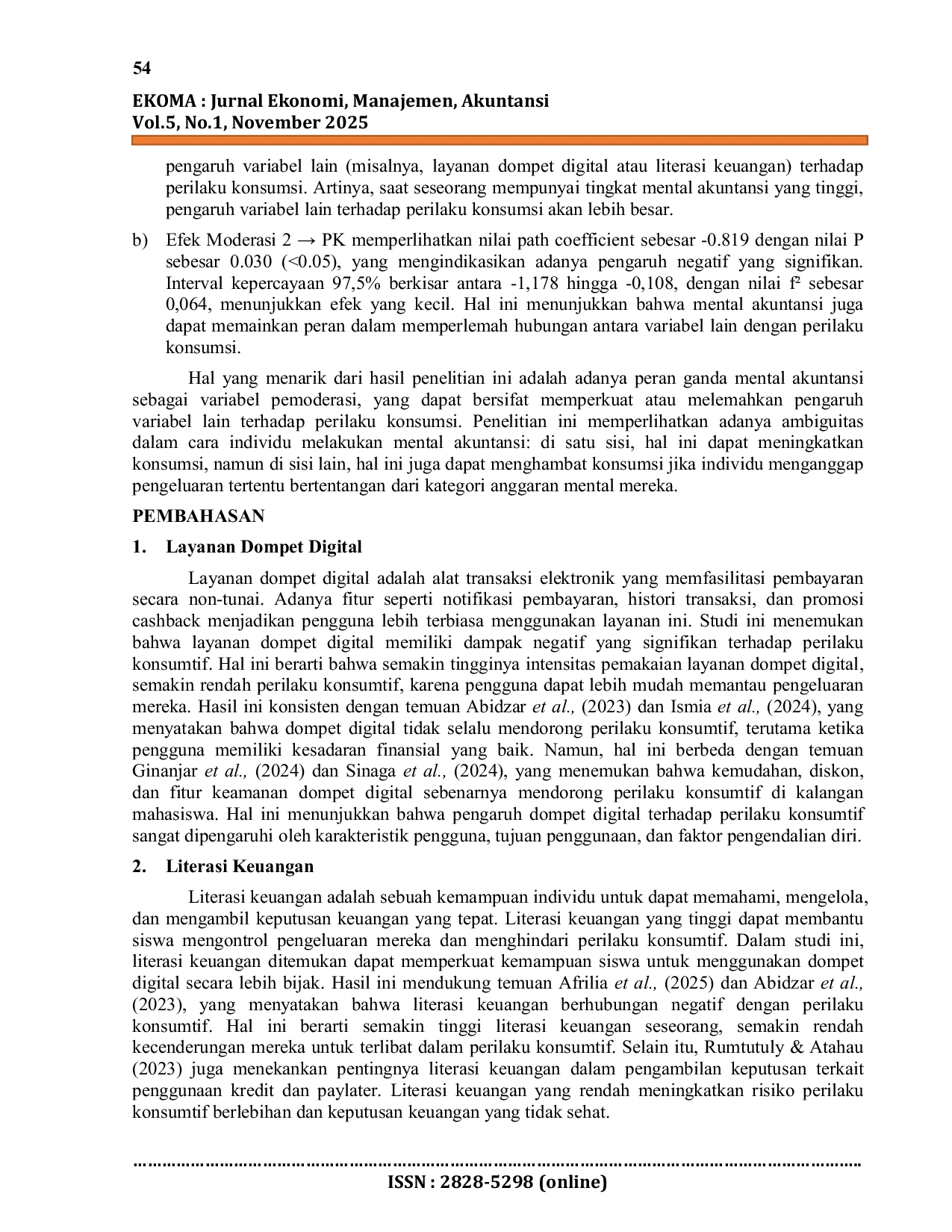 JURIS Layanan Dompet Digital dan Literasi Keuangan Terhadap Perilaku Konsumtif Dimoderasi oleh Mental Akuntansi