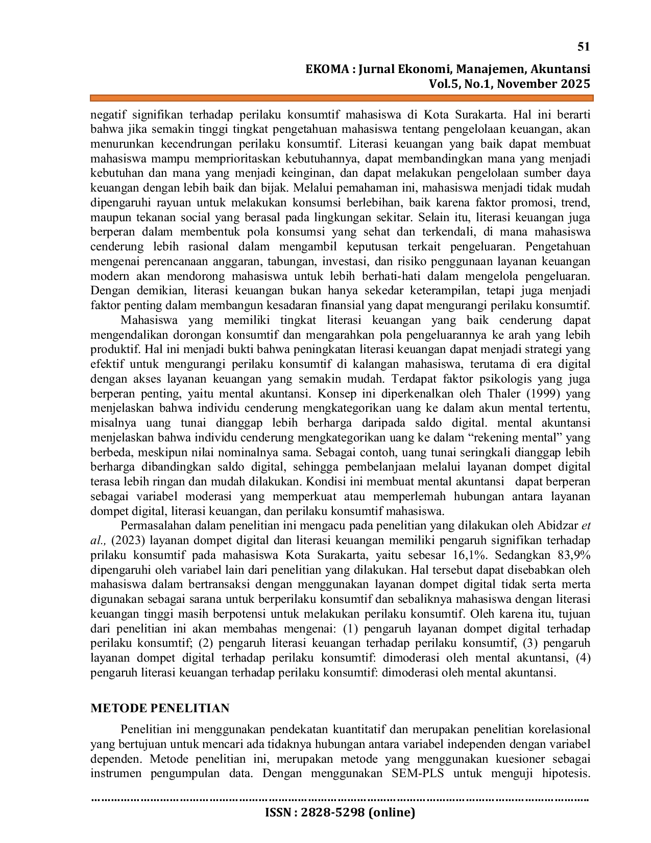 JURIS Layanan Dompet Digital dan Literasi Keuangan Terhadap Perilaku Konsumtif Dimoderasi oleh Mental Akuntansi