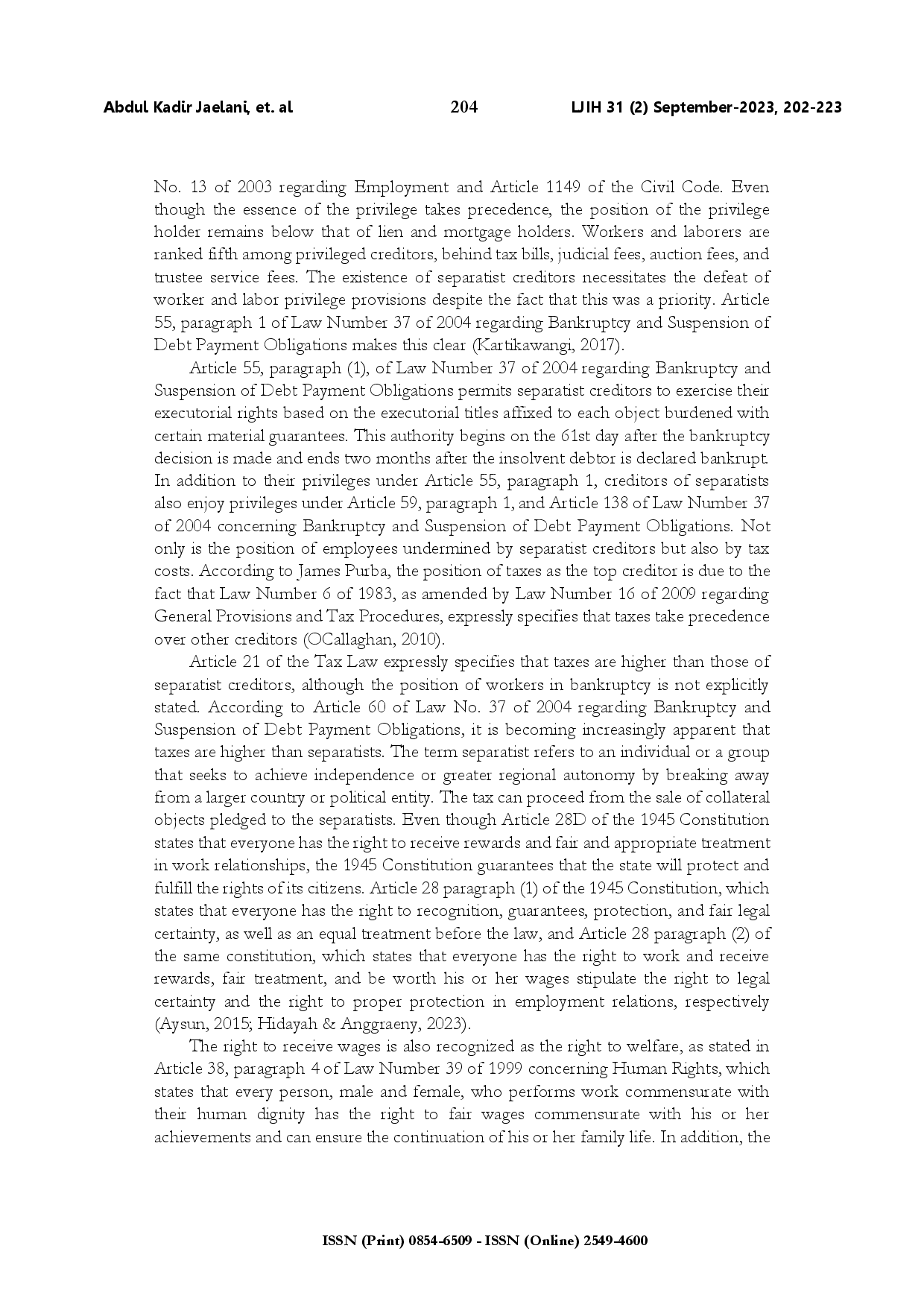 juris Legal protection of employee wage rights in bankrupt companies evidence from China