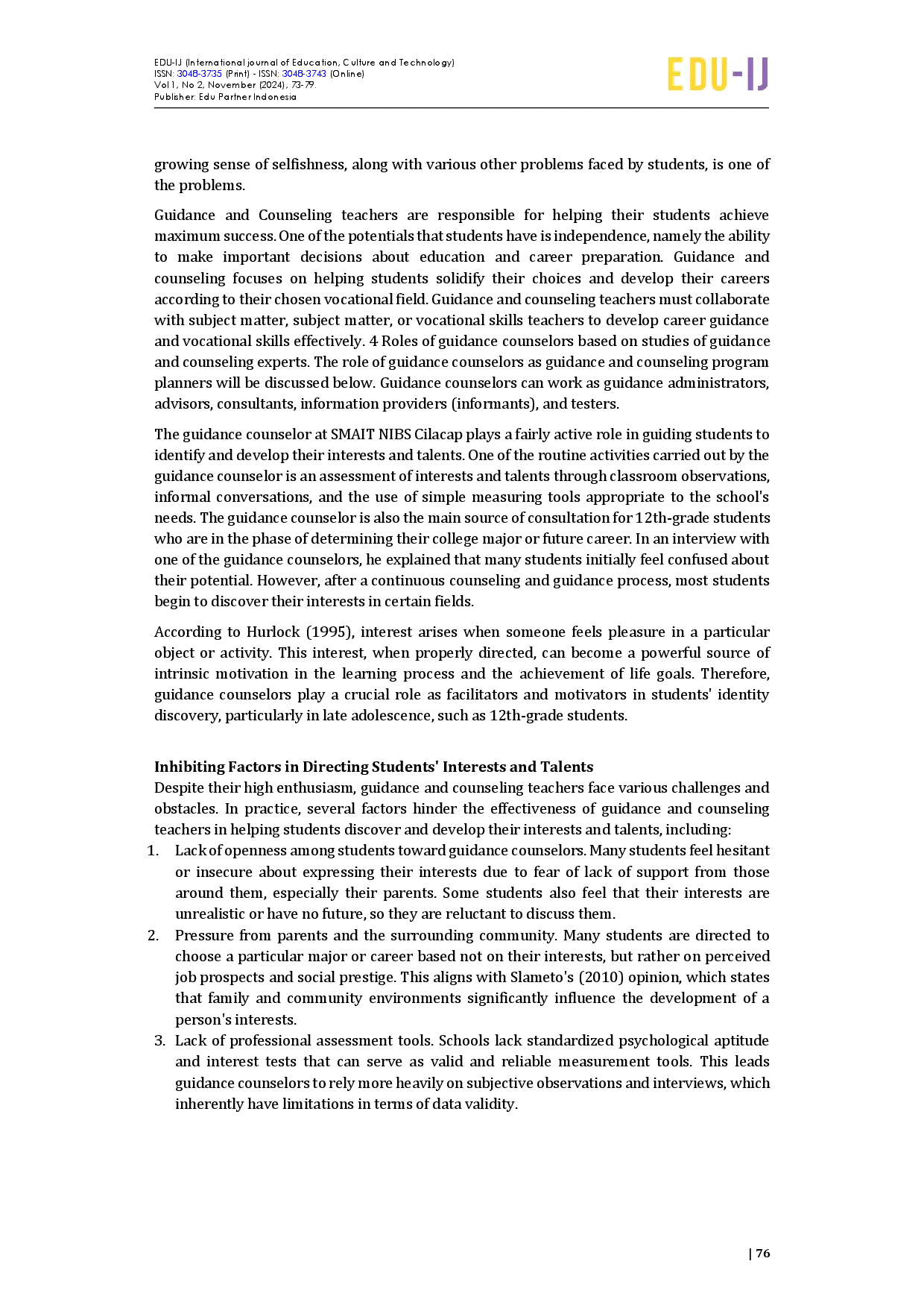 juris The Role of Guidance and Counseling Teachers in Directing the Interests and Talents