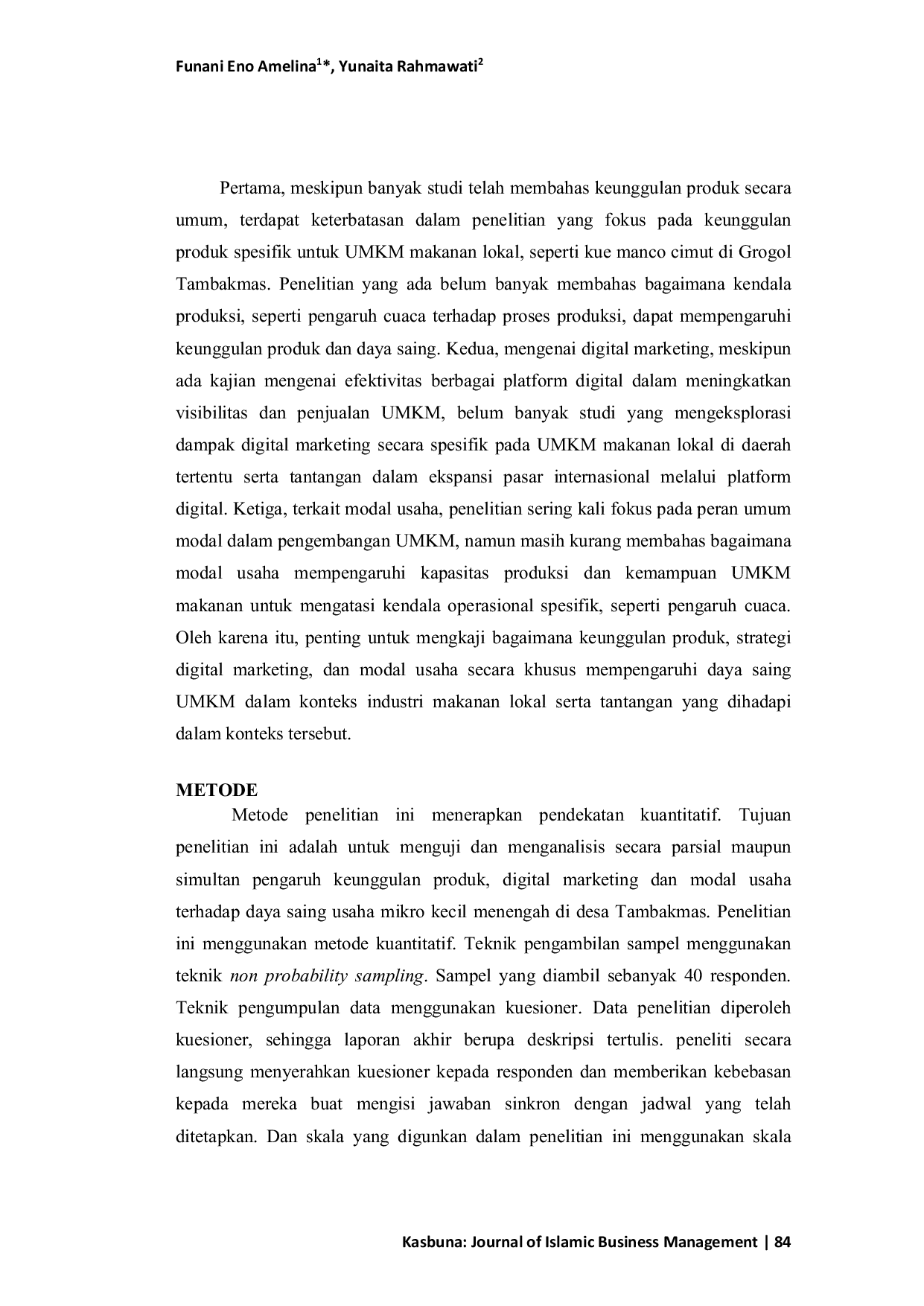 JURIS Pengaruh Keunggulan Produk Digital Marketing dan Modal Usaha Terhadap Daya Saing Usaha Mikro Kecil Menengah Di desa Tambakmas