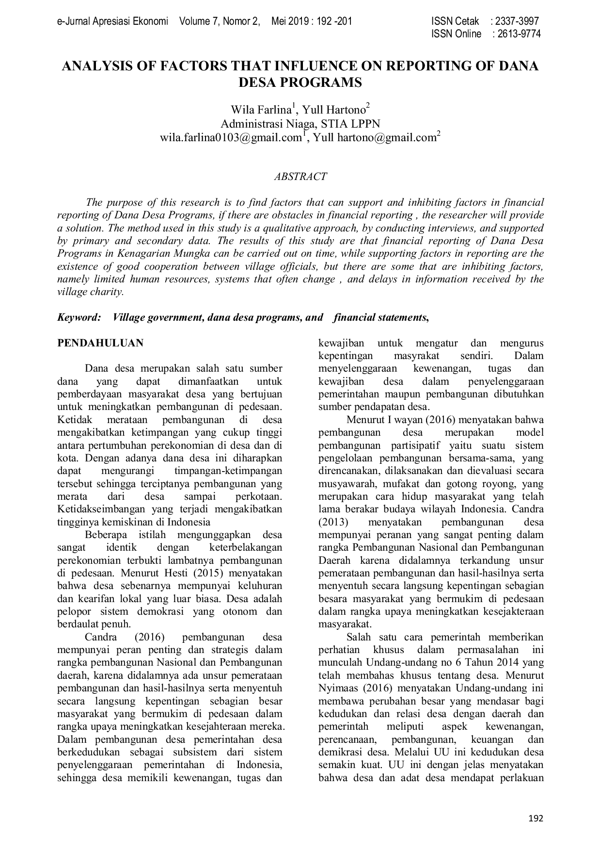 JURIS Analysis of Factors That Influence on Reporting of Dana Desa Programs
