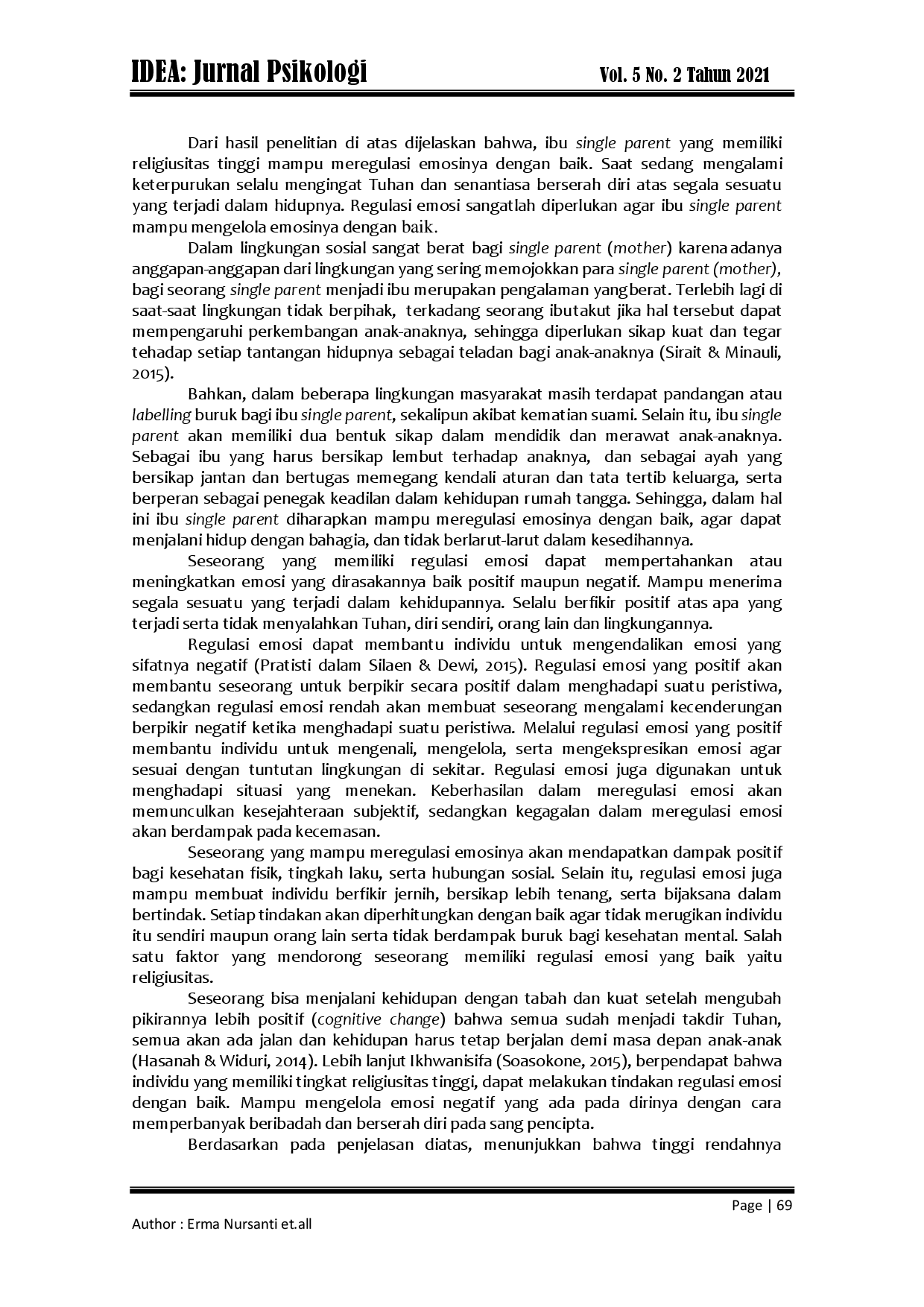 juris Religiusitas Dengan Regulasi Emosi Pada Ibu Single Parent