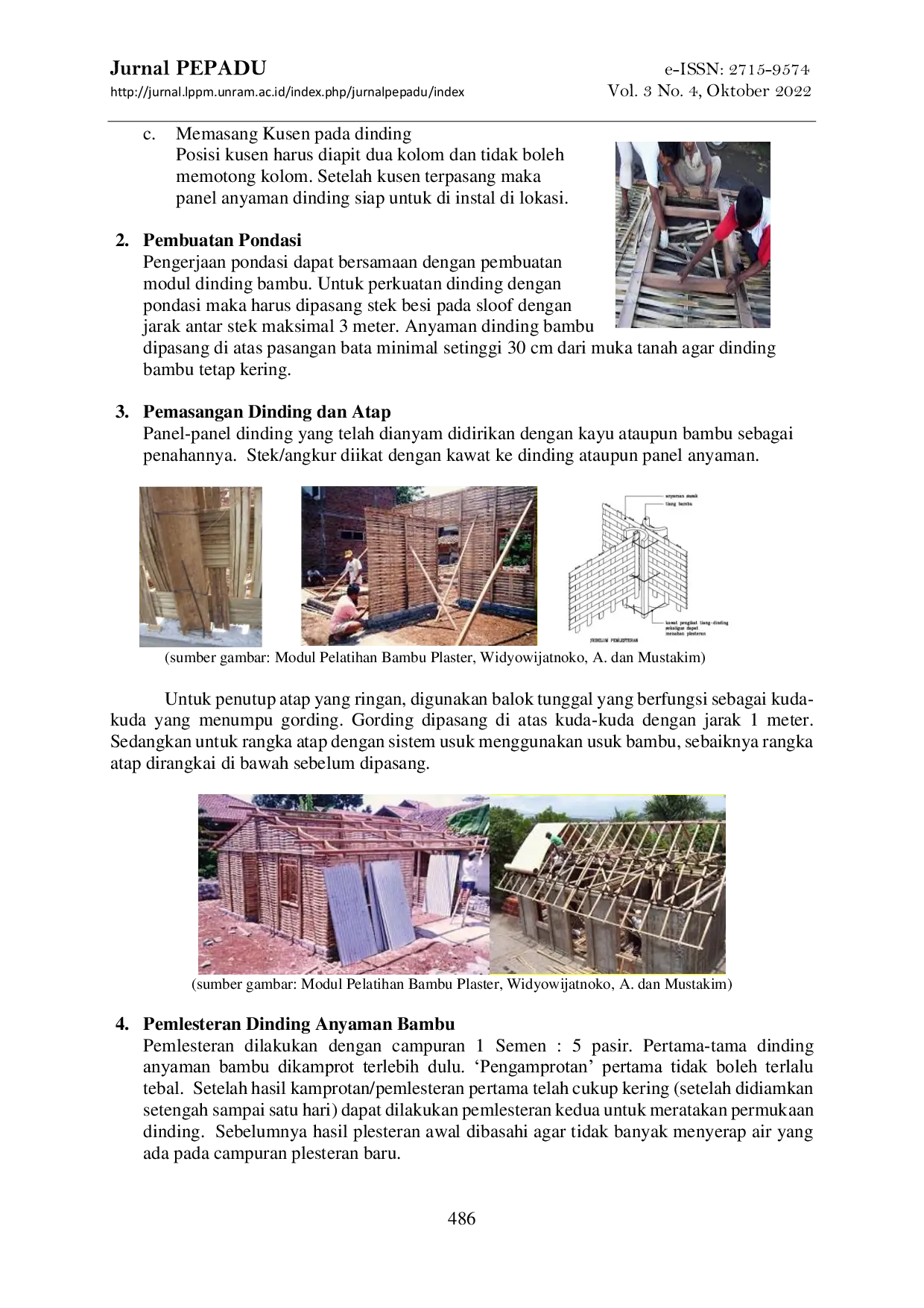 JURIS Konstruksi Bambu Plester untuk Rumah Layak Huni dan Tahan Gempa di Desa Rembitan Kecamatan Pujut Kabupaten Lombok Tengah