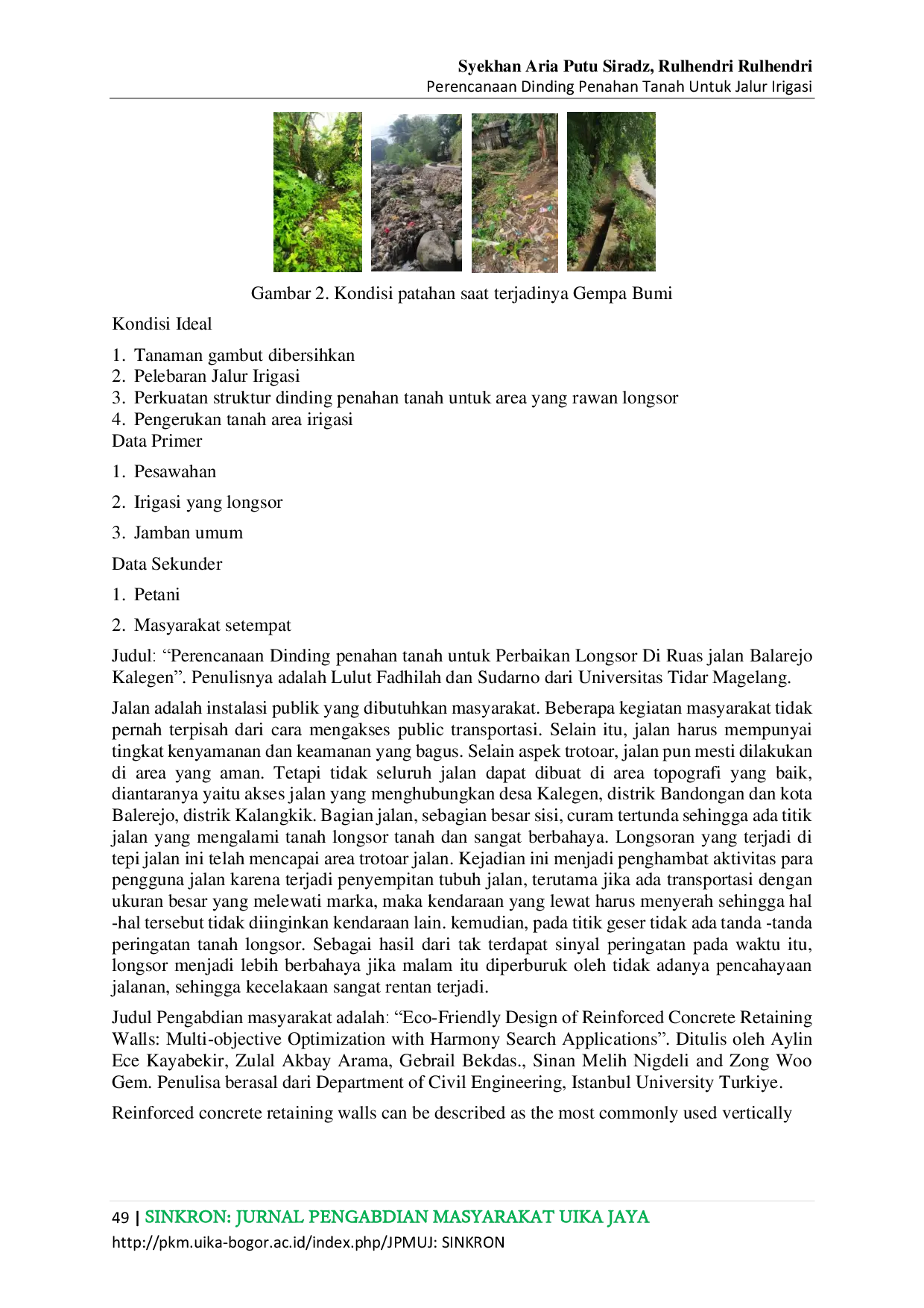 juris Perencanaan Dinding Penahan Tanah Untuk Jalur Irigasi