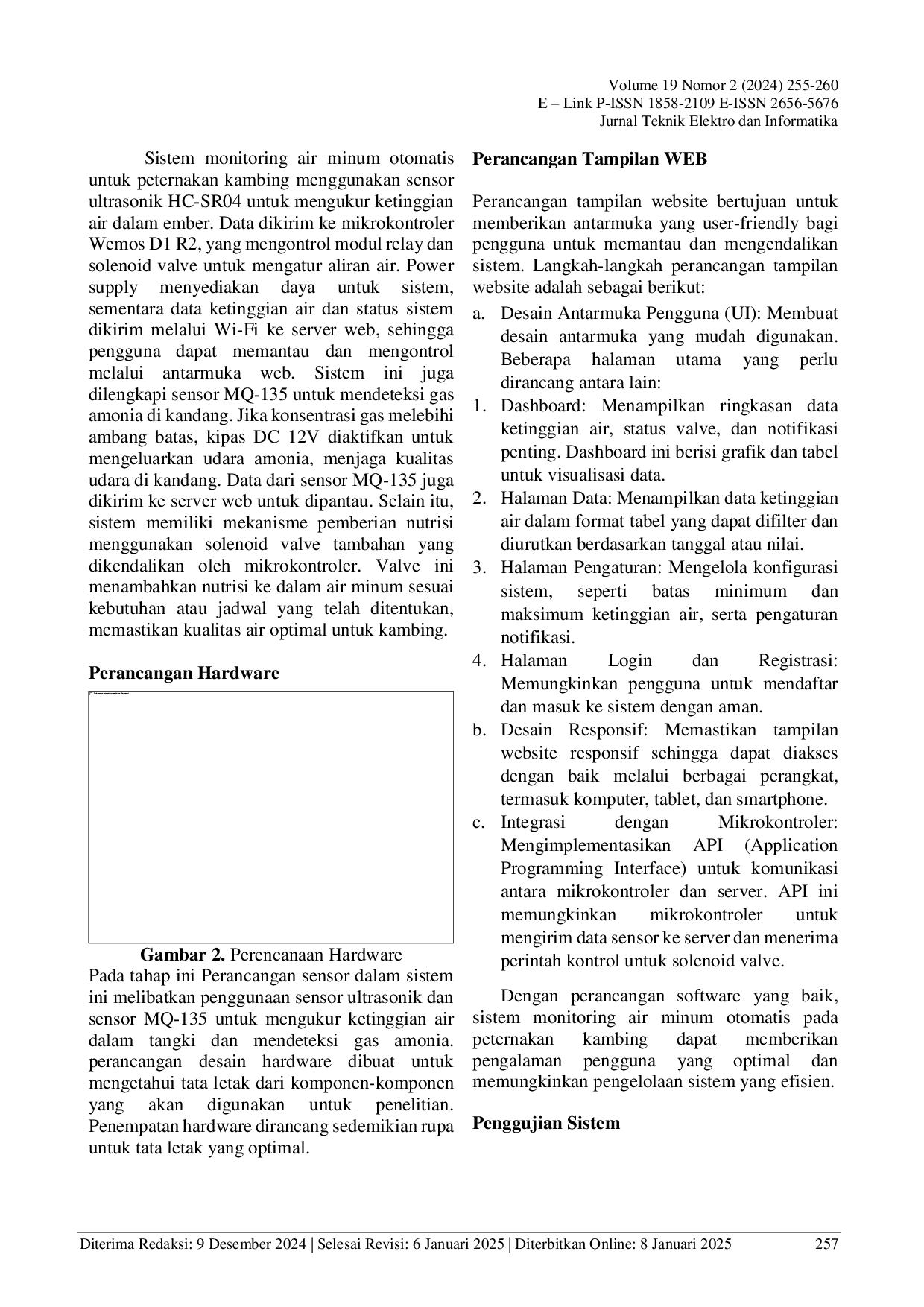 JURIS Sistem Monitoring Kelayakan Kandang Dan Air Minum Otomatis Peternakan Kambing Berbasis Web