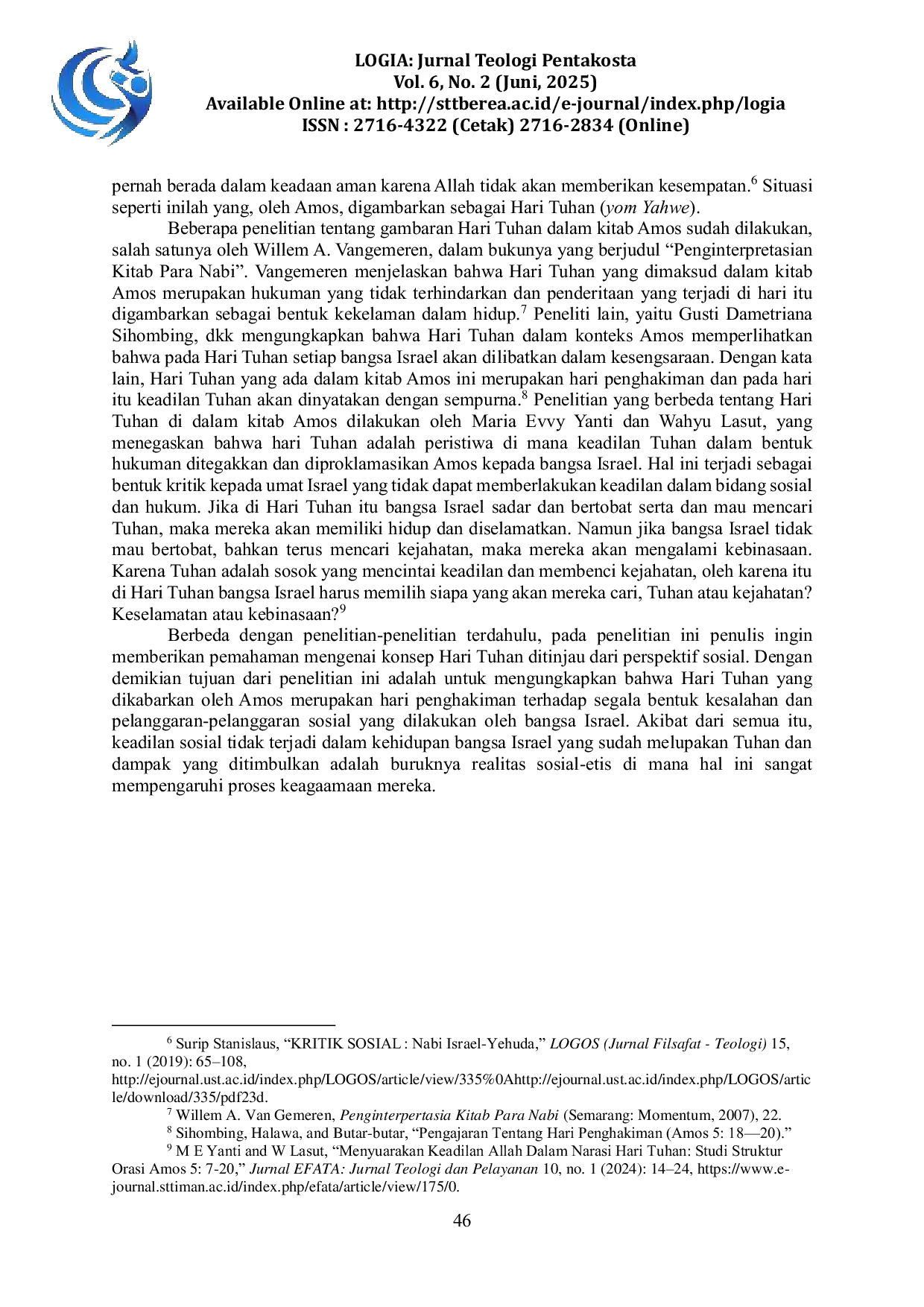 JURIS Konsep Aktualisasi Pemahaman Hari Tuhan dalam Perspektif Sosial Teologi Sosial Menurut Amos 5 18 20