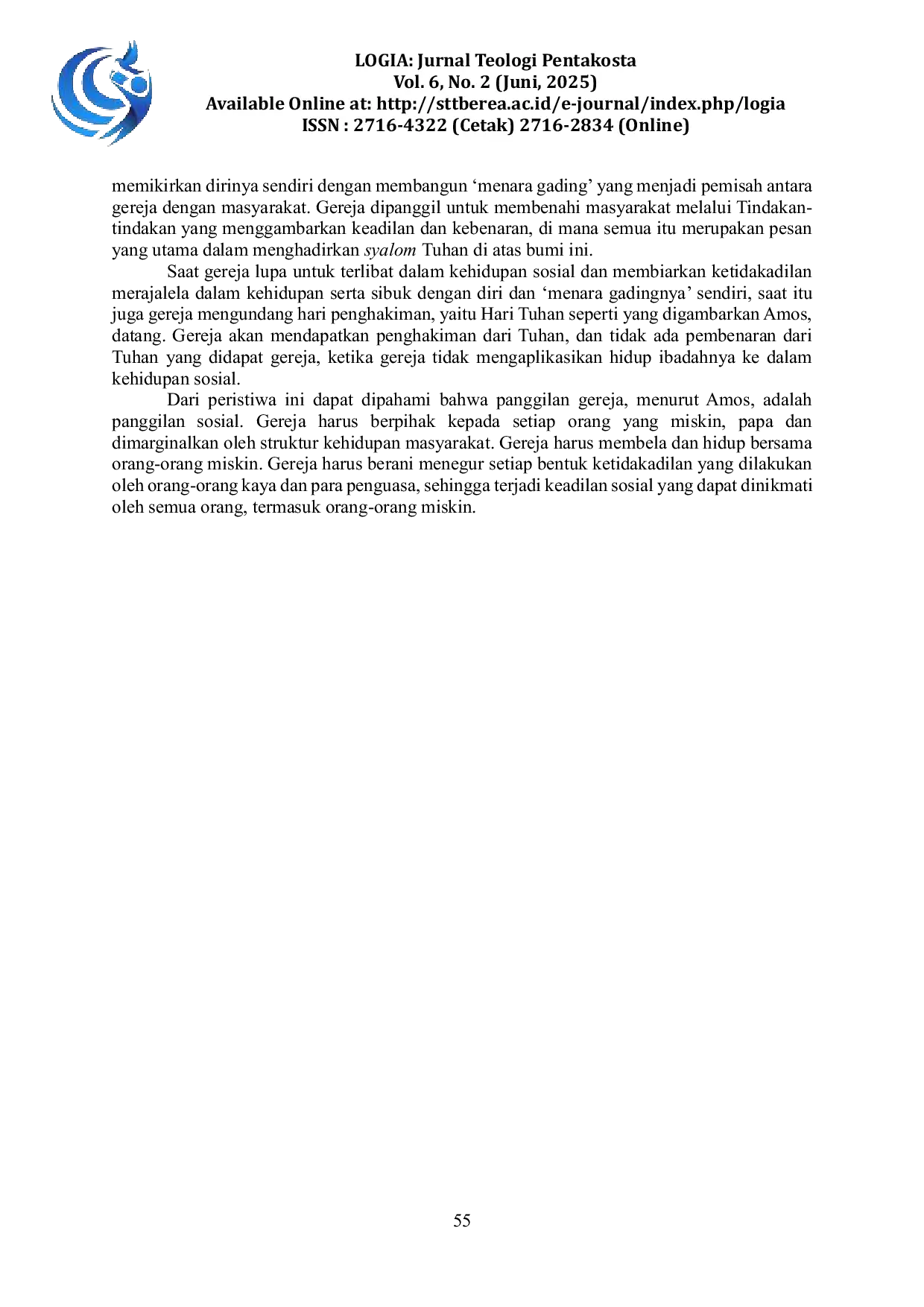 JURIS Konsep Aktualisasi Pemahaman Hari Tuhan dalam Perspektif Sosial Teologi Sosial Menurut Amos 5 18 20