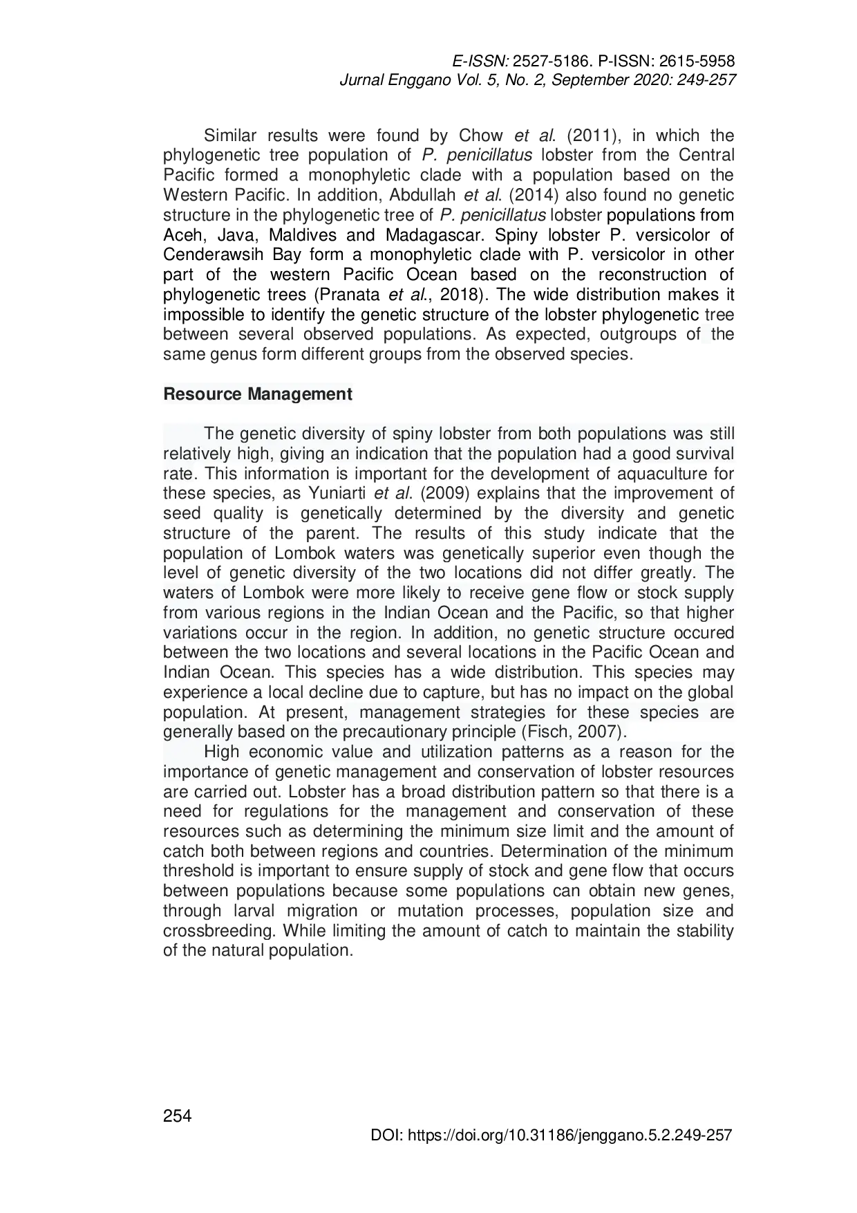 JURIS GENETIC OF Panulirus versicolor LOBSTER IN CENDRAWASIH BAY PAPUA AND LOMBOK WATERS WEST NUSA TENGGARA