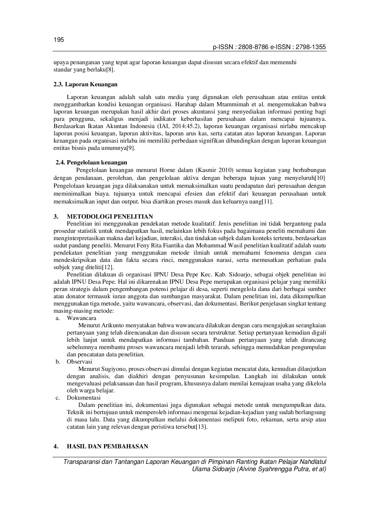 JURIS Transparansi Dan Tantangan Laporan Keuangan Di Pimpinan Ranting Ikatan Pelajar Nahdlatul Ulama Sidoarjo