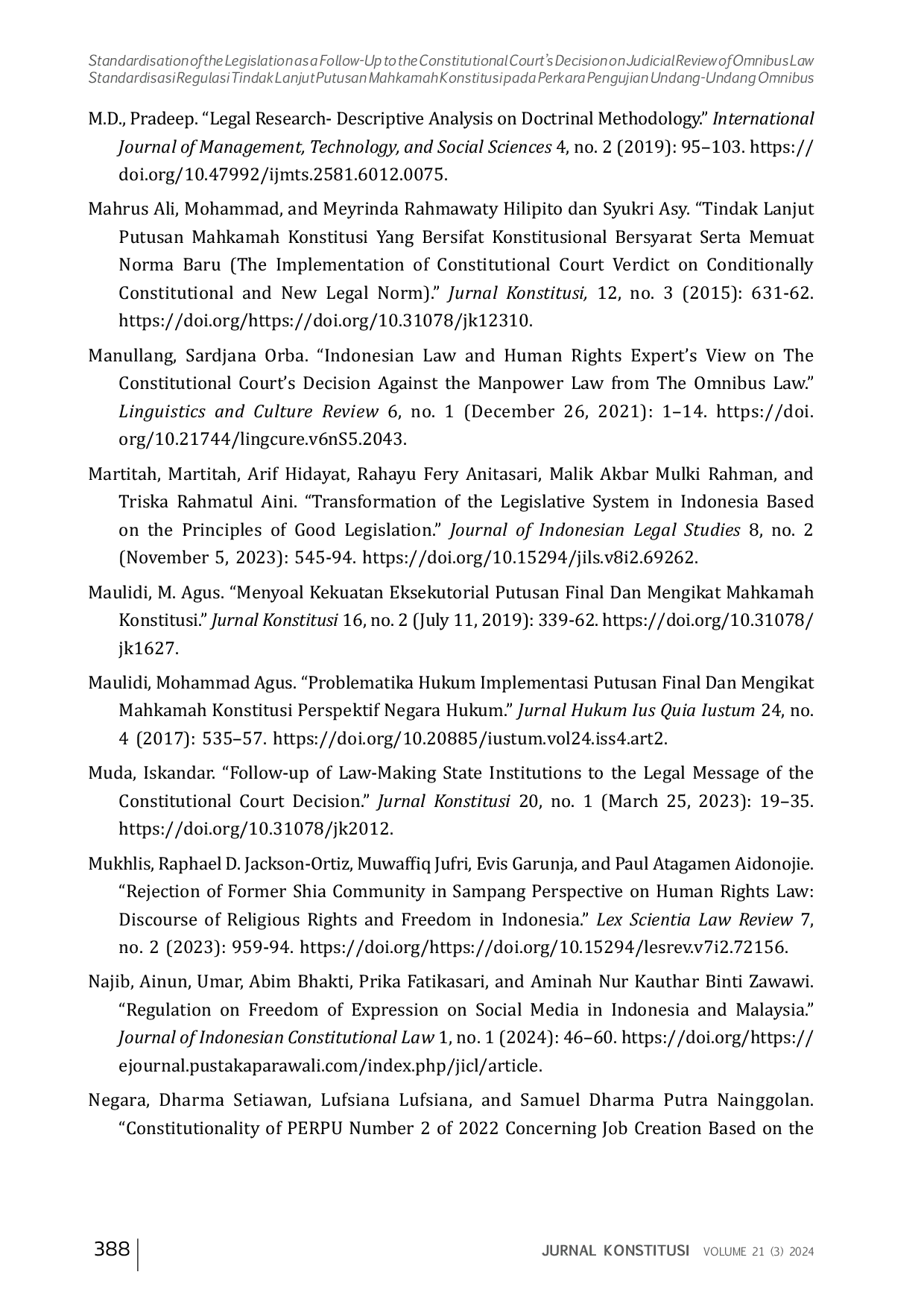 JURIS STANDARISASI BENTUK PRODUK HUKUM SEBAGAI TINDAK LANJUT PUTUSAN MAHKAMAH KONSTITUSI PADA PERKARA PENGUJIAN UNDANG UNDANG OMNIBUS Standardisasi Regulasi Tindak Lanjut Putusan Mahkamah Konstitusi pada P